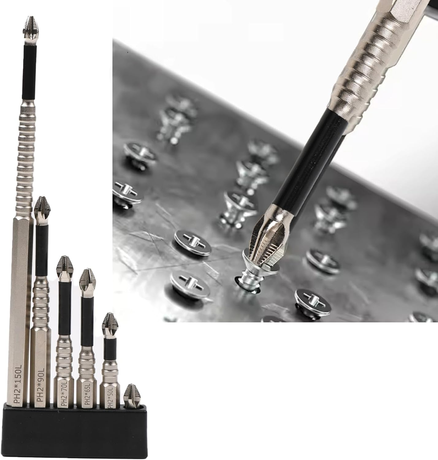 Vervesourced High Magnetic Screwdriver Drill Bits Set, Hexagonal Shank anti Slip, Electric Screwdriver Set, Suitable for Power and Hand Tools,6-Piece Alloy Steel Anti-Slip Drill Bits image number 6