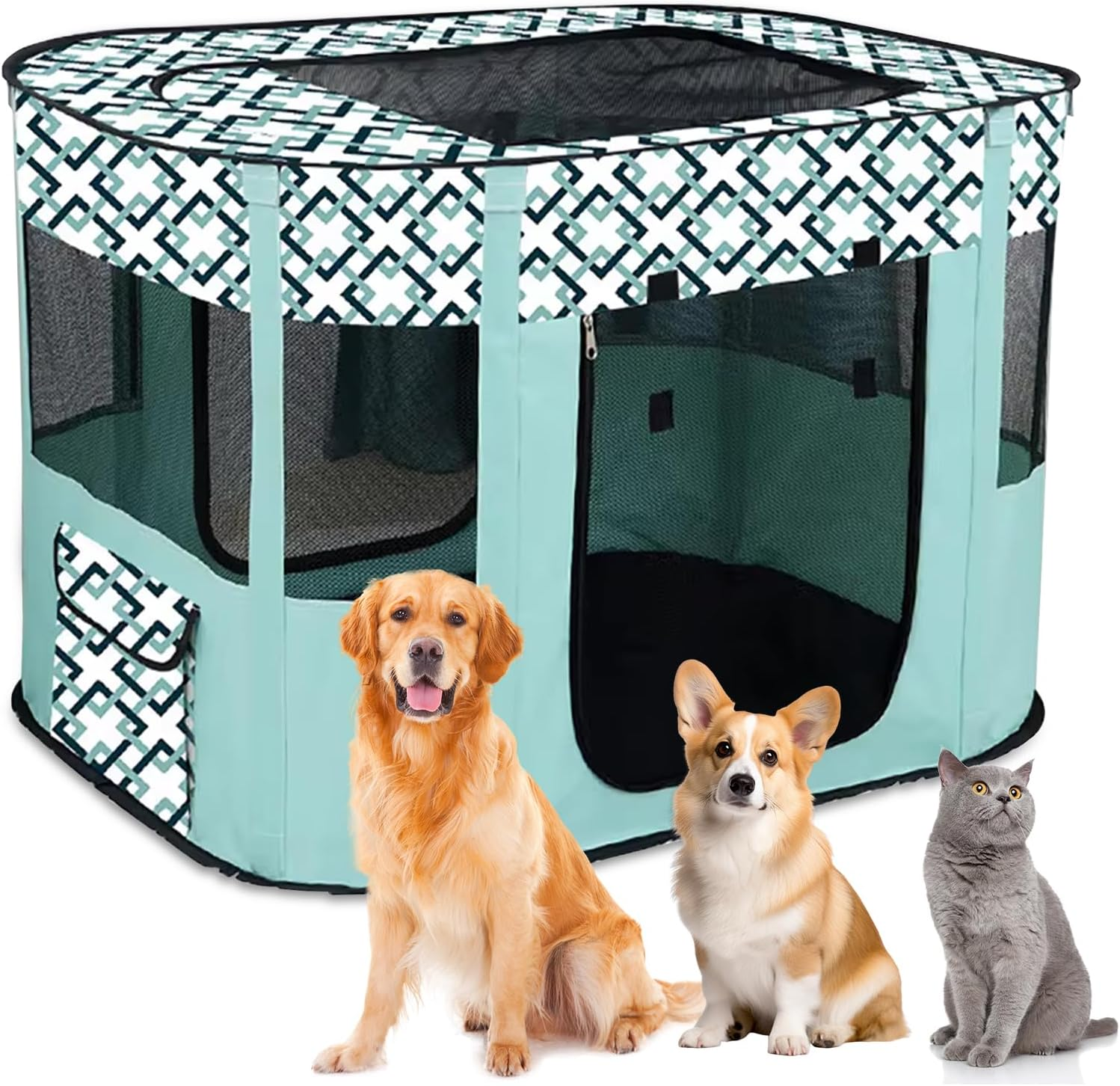 Puppy Playpen, Animal Playpen, Foldable Pet Fence, Puppy Run Rectangular Tent, Puppy Playpen for Indoors, Portable Small Animal Enclosure for Kittens, Puppies, Rabbits (Purple) image number 2