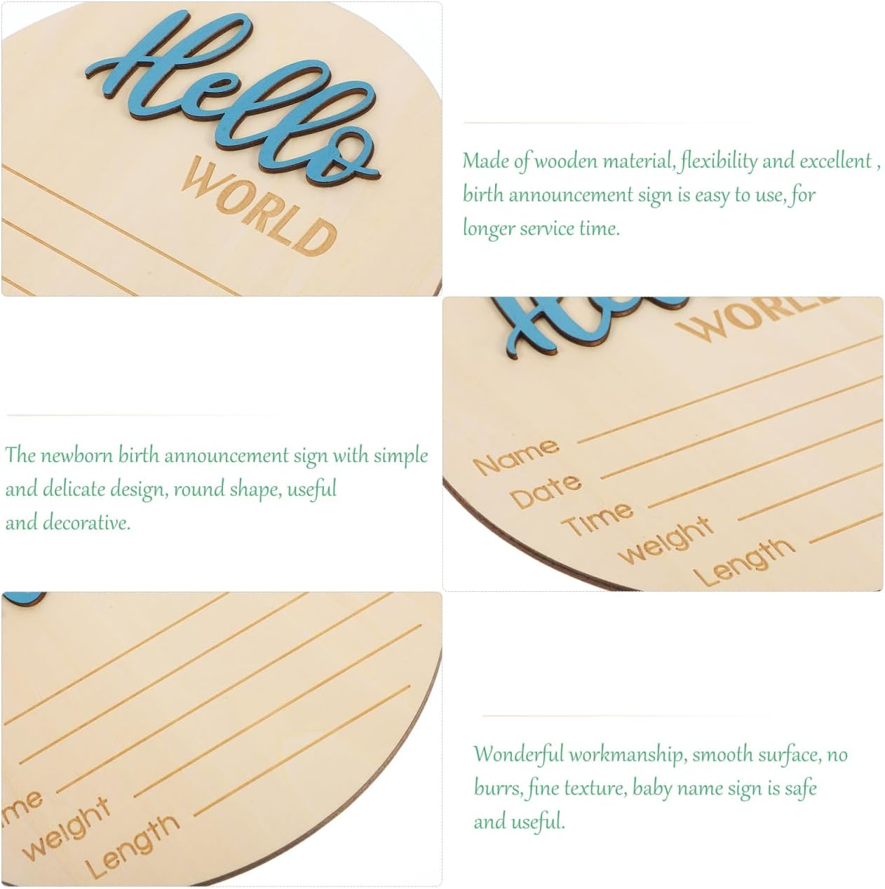 PRETYZOOM Baby Announcement Sign Wooden Newborn Name Signs Birth Announcement Sign Nursery Photo Props Baby Welcome Plaque image number 3