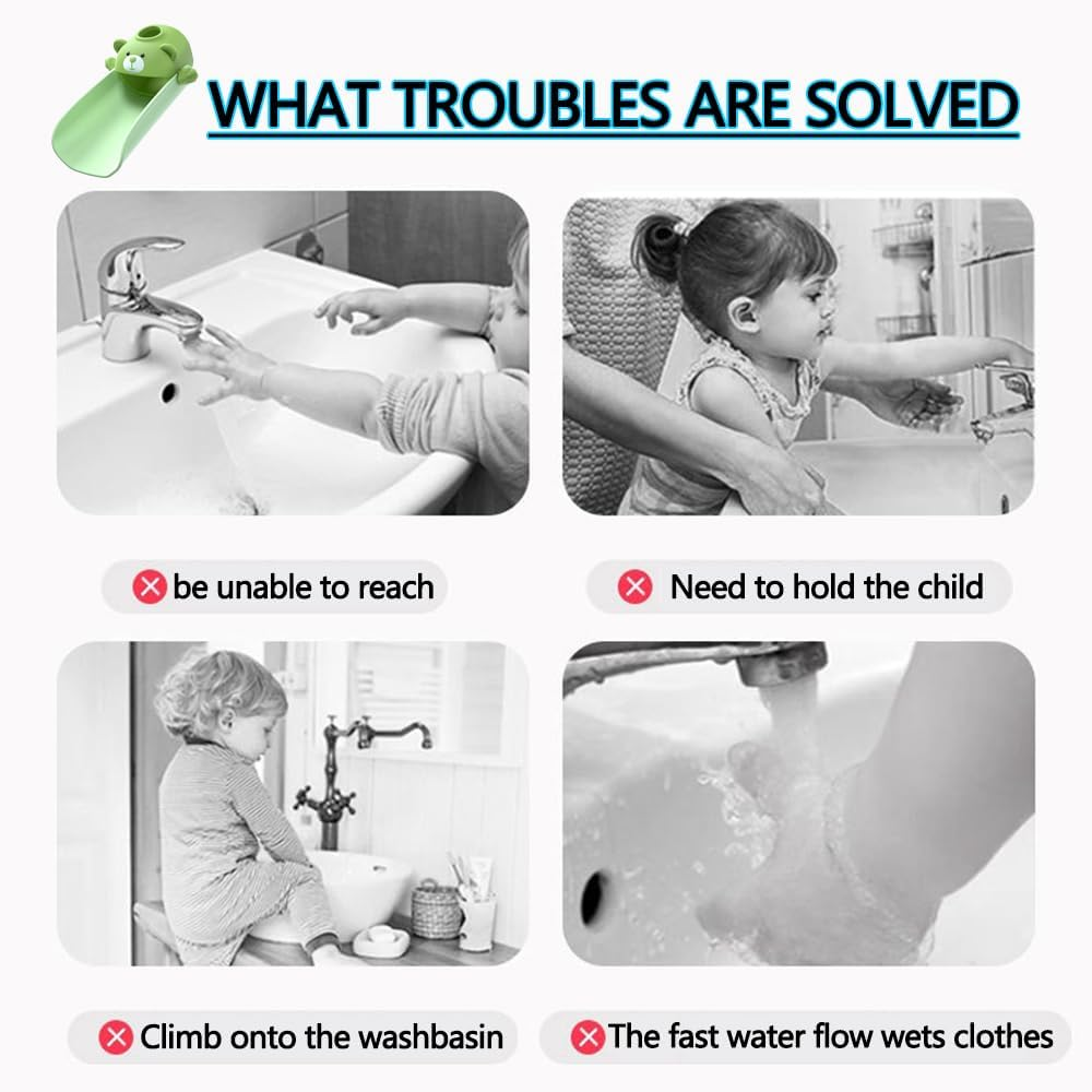 Faucet Extender for Sink Easy Use Sink Faucet Extenders with Temperature Sensitive for Toddlers, Kids Hand Washing Faucet Extension for Bathroom Sink, Kitchen (Green) image number 1