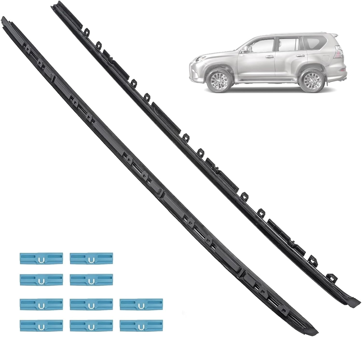 Dtomi Front Driver & Passenger Side Windshield Moulding Kit Automotive Replacement Parts Compatible with Lexus Vehicle GX460 Land Cruiser Prado 2010-2022 Replace# 75536-60010 75535-60020 75545-53011 image number 2