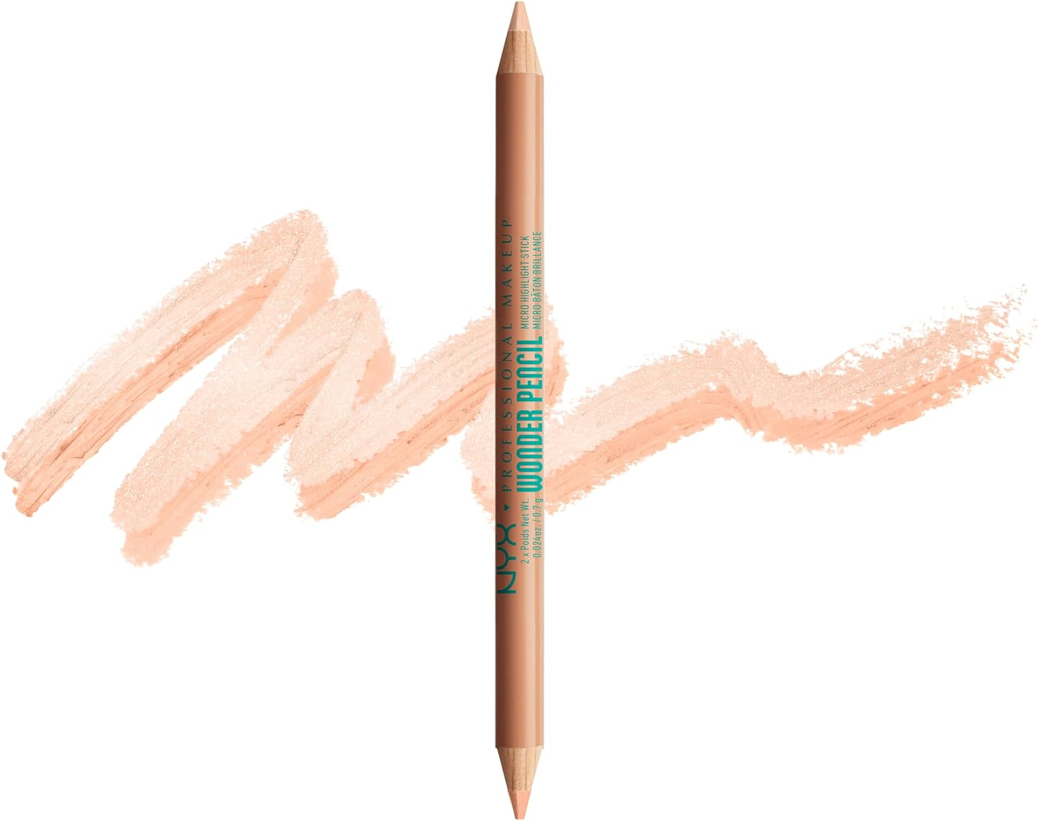 NYX Professional Makeup Eyebrow Highlighter, Double Sided Pen, Highlight, Conceal and Shape, Wonder Pencil, Medium Peach