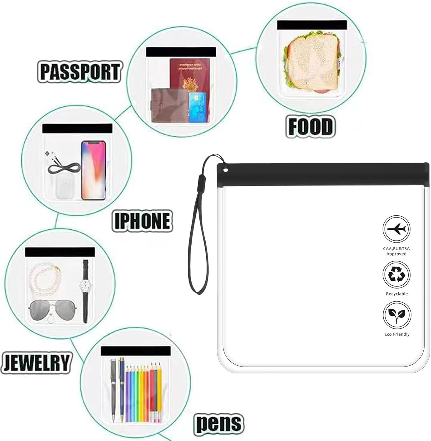 4Pcs TSA Approved Clear Travel Toiletry Bags Waterproof Toiletry Bag 20X20Cm,Airport Airline Compliant Transparent Bag,For Liquids, Makeup | Travel-Friendly & Portable Cosmetic Storage image number 3