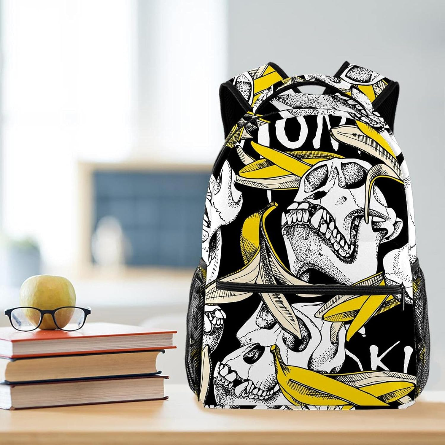 Banana Skull Head Backpack Students Shoulder Bags Travel Bag College School Tote Backpacks image number 3