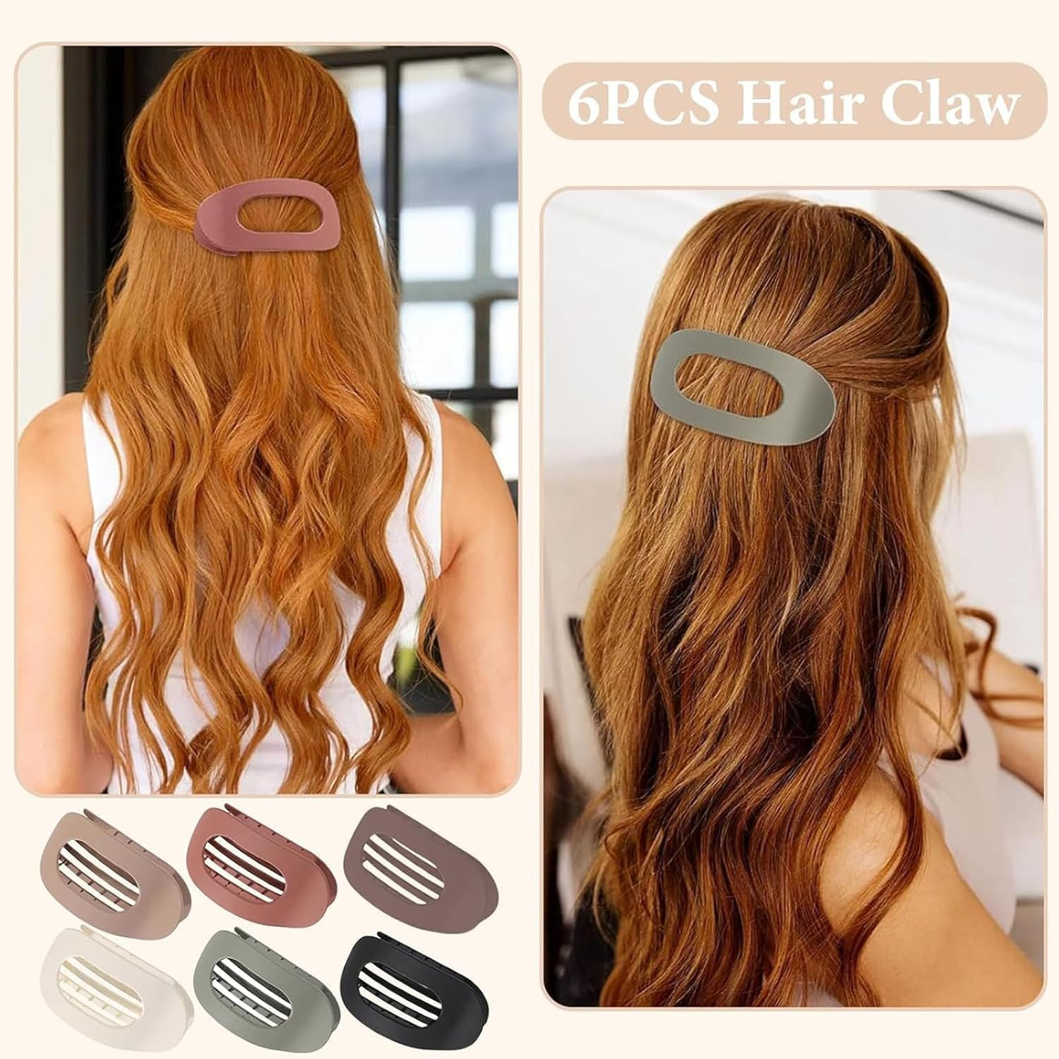 4 PCS Flat Hair Clips, Hair Claw Clips, Suitable for Coarse and Fine Hair Types, Comfortable Curved Flat Hair Clip, Suitable for Lying Down, Driving, and Other Scenarios image number 6