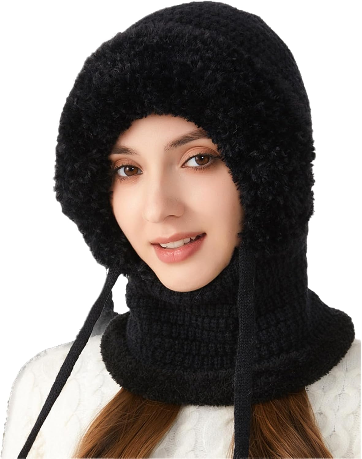 CLSSLVVBN 3 in - 1 Women Beanie Skiing Hat Face Covering Cap Outdoor Adventures and Mask Hats Size Drawstring, for Skiing And