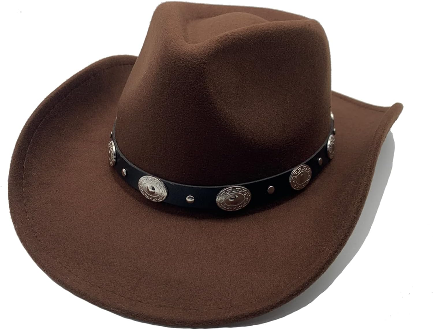 Willheoy Cowboy Hat for Men Women Western Cowgirl Hats Felt Fedora Hat Black Cowboy Costume - Black 1 image number 4