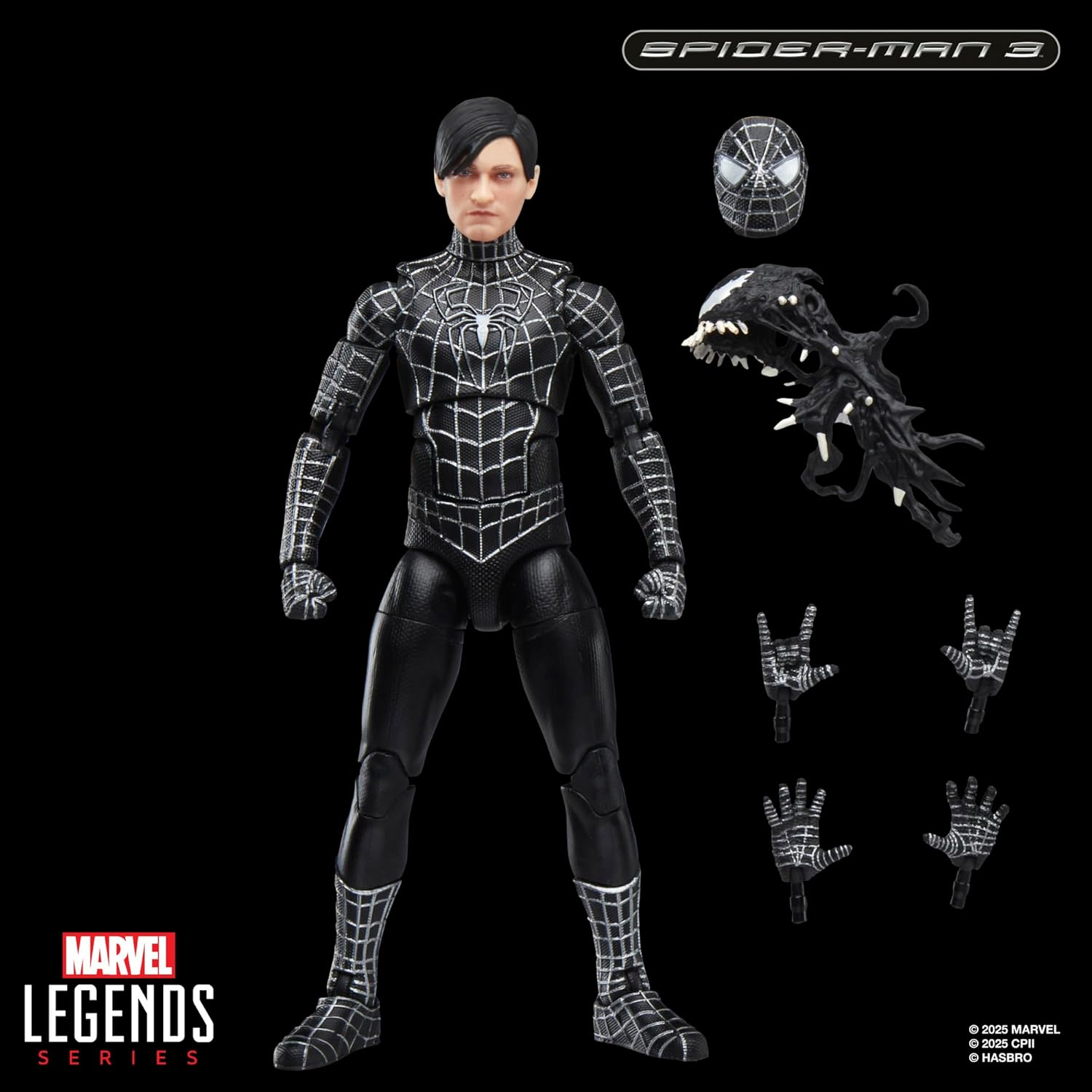 Marvel Legends Series Spider-Man, Spider-Man 3 Collectible 6 Inch Action Figure with Spider-Man Symbiote Accessories image number 5