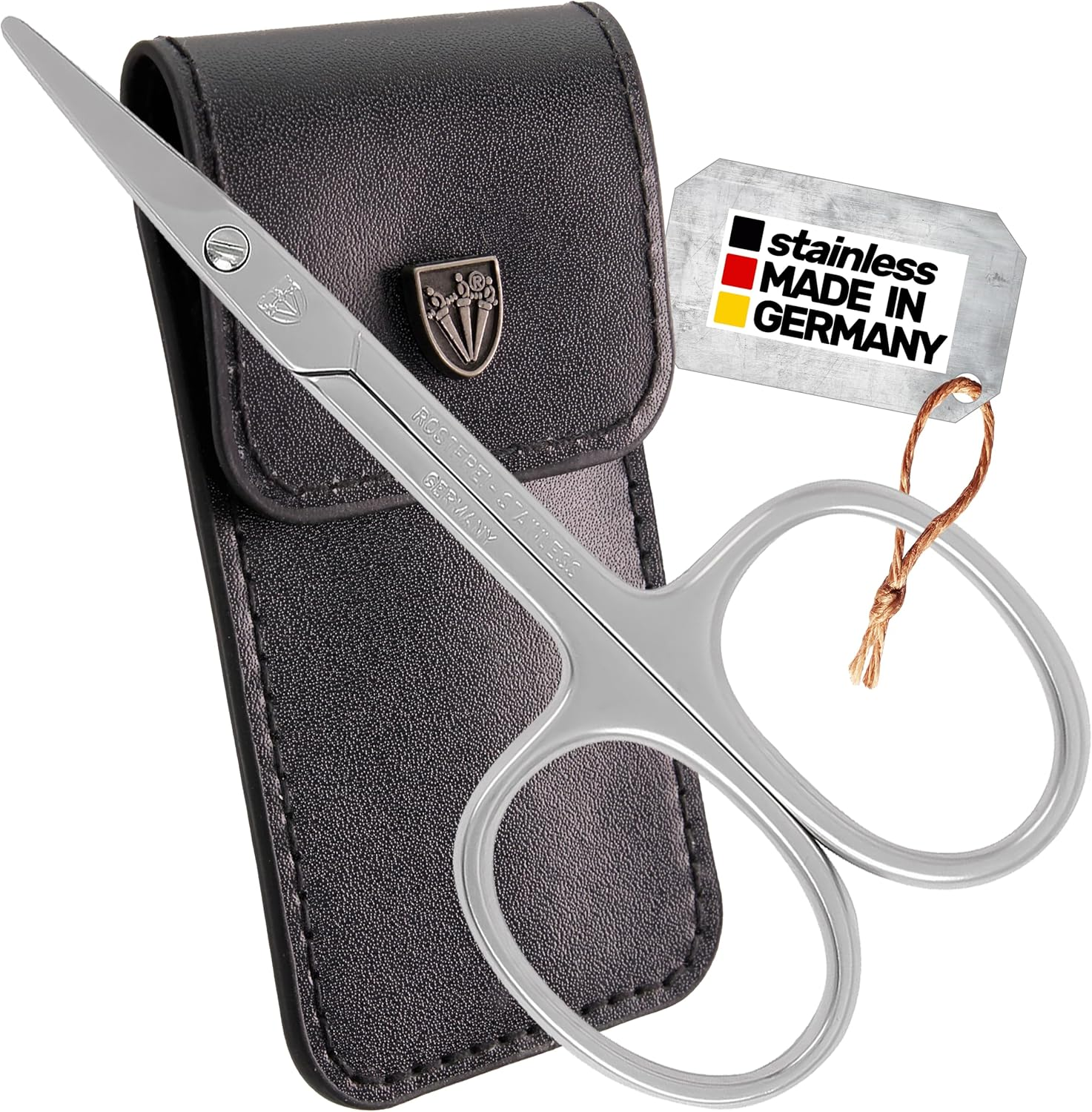 3 Swords Germany - Brand Quality STAINLESS STEEL INOX CURVED CUTICLE SCISSORS (1 PIECE) with Case for Manicure Pedicure - Nail Care by 3 Swords - Made in Solingen Germany