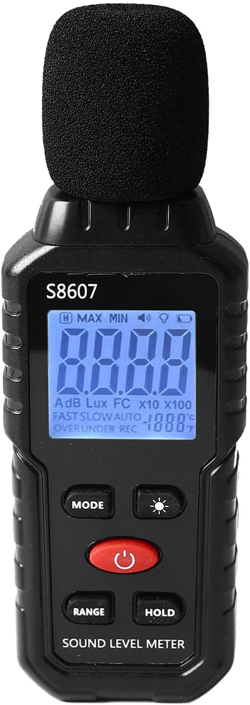 Decibel Meter, Digital Sound Level Meter with 30 to 130 DBA Range, Data Hold, Backlit LCD Display, Portable SPL Meter S8607, Sensitive and Accurate, for Classroom and Workshop