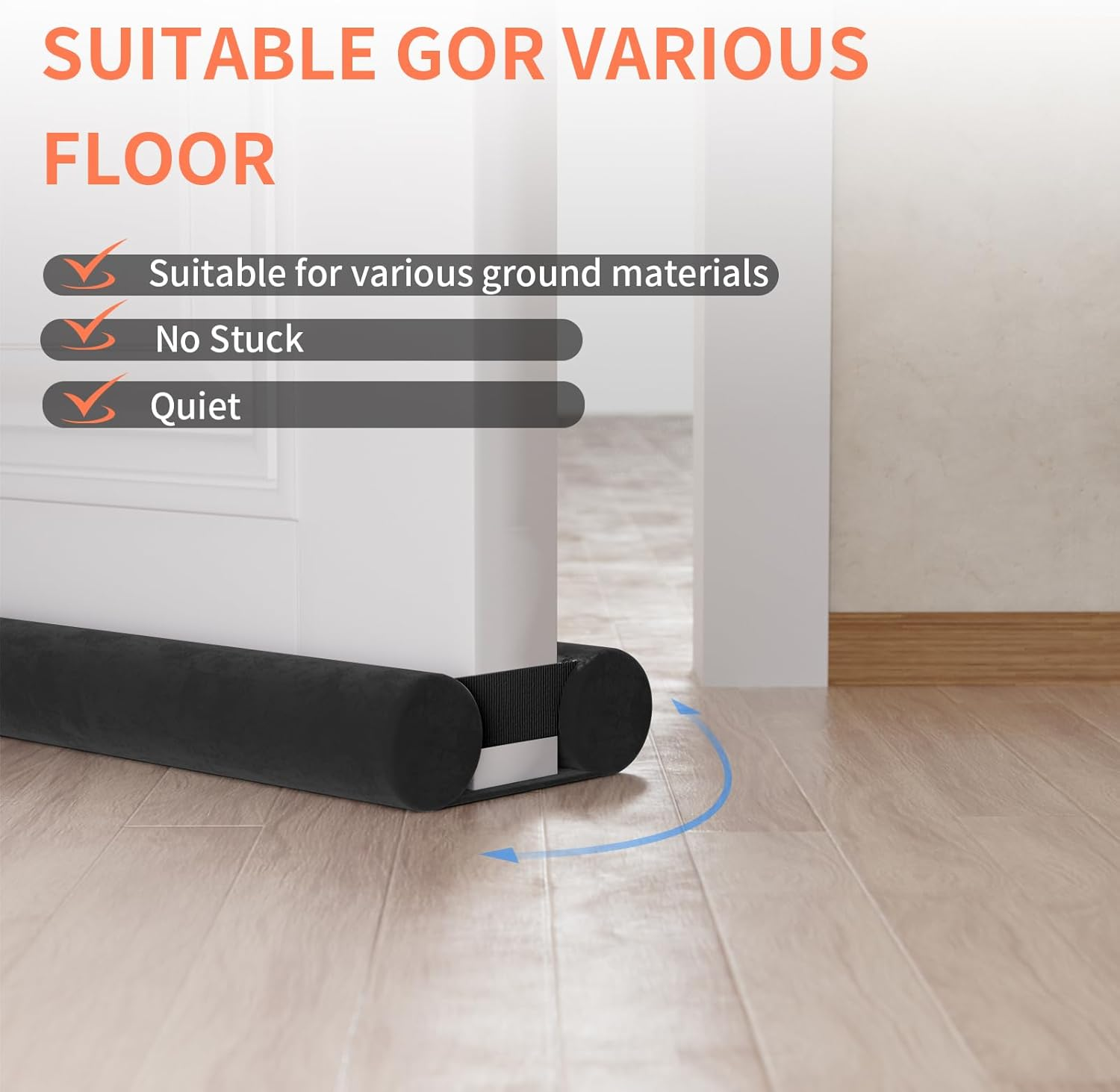 Door Draft Stopper for Doors No Adhesive Draught Excluder under Door Wind Blocker for Bottom of Door,Reduce Noise Draught Excluder Sweep Sound Proof image number 4