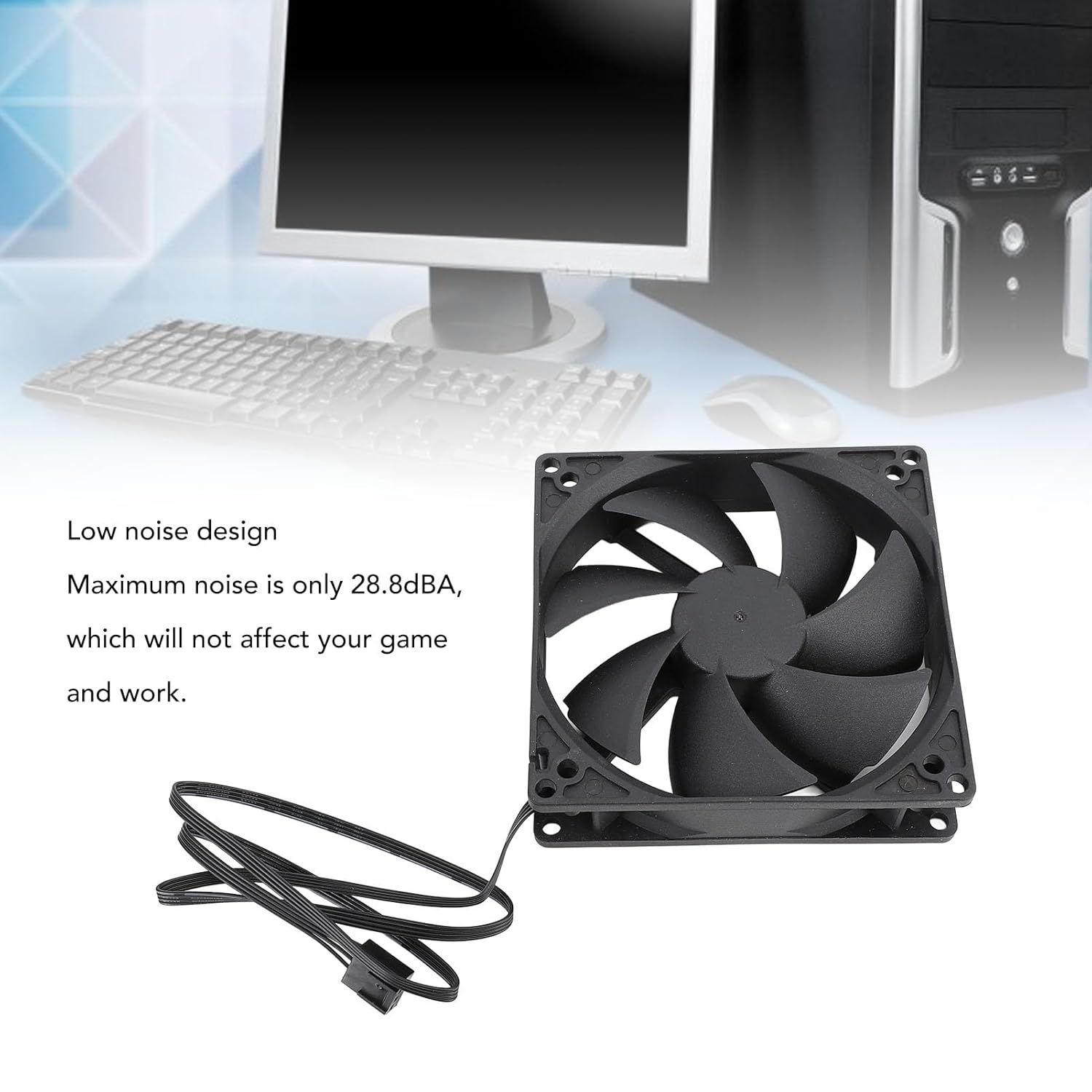 PWM Case Fan, 100Mm Dual Ball, Low Noise, High Speed, Intelligent Temperature Control, 4PIN Computer Cooling, for PC image number 4