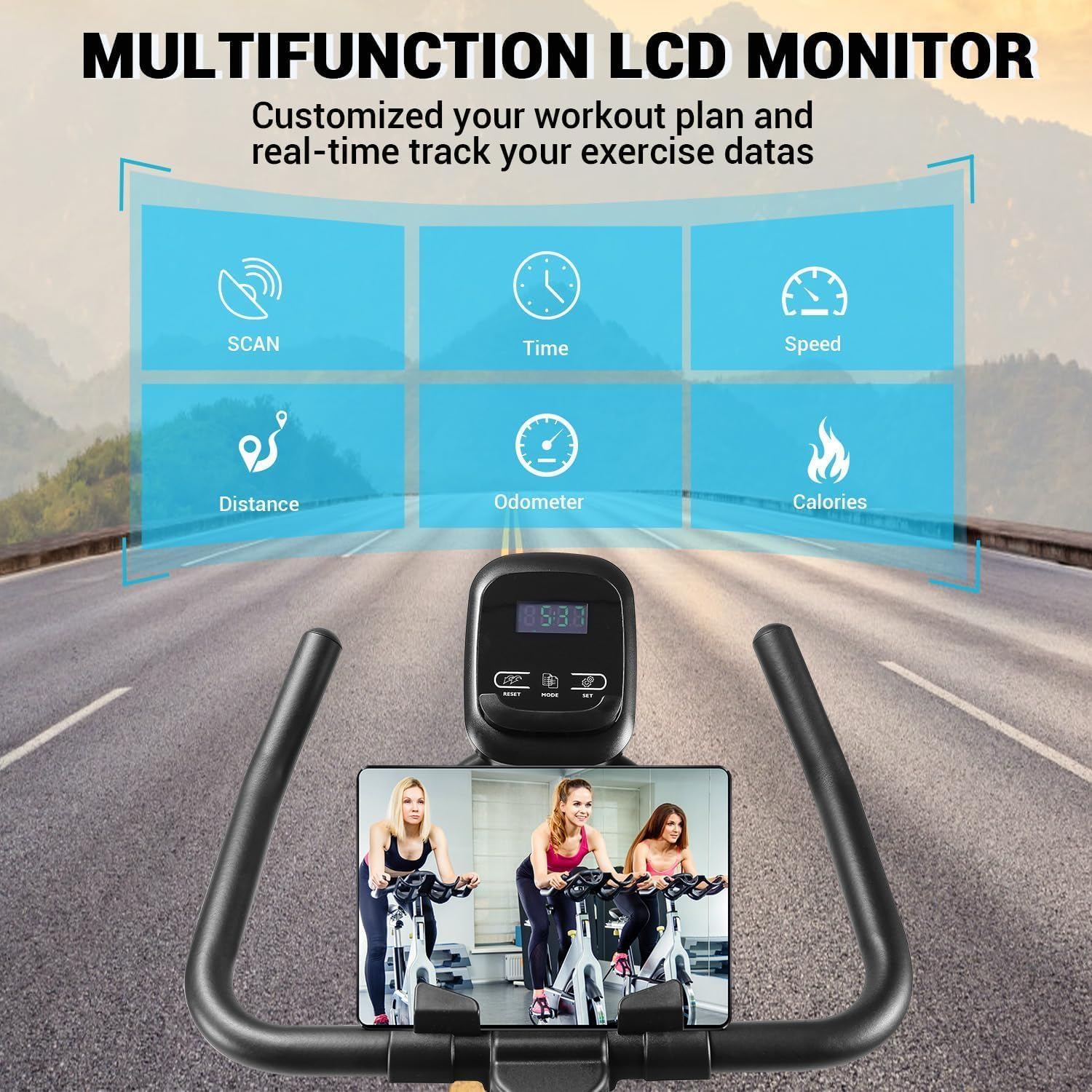 Exercise Bike, WENOKER Stationary Bike for Home, Indoor Bike with Silent Belt Drive, Heavy Flywheel, Comfortable Seat Cushion and Upgraded Digital Display