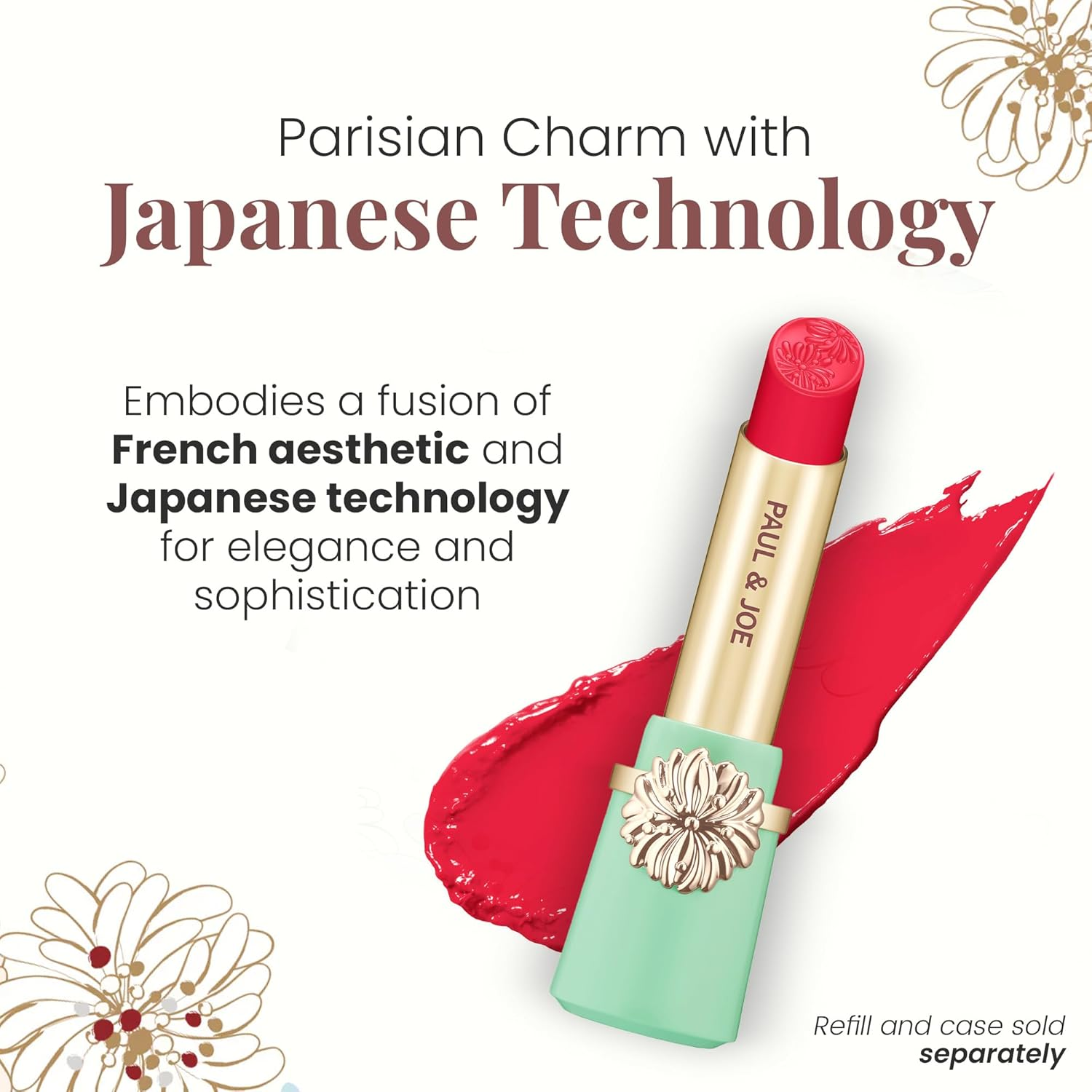 Paul & Joe Moisturizing Lipstick Refill Only, Case Sold Separately, Long Lasting Lipstick for Highly-Pigmented Lip Color, 02 Tulip Petals - Sweet and Heart-Racing Tulip Pink Lip Stick, 0.10 Oz image number 4