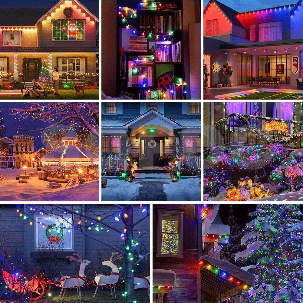 SOFOC E12 C7 30Pcs Crystal Effect LED Christmas Ambient Light Orange for outside Garden House Party Wedding Xmas Tree Decor 220V Plug & Play - Blue image number 5