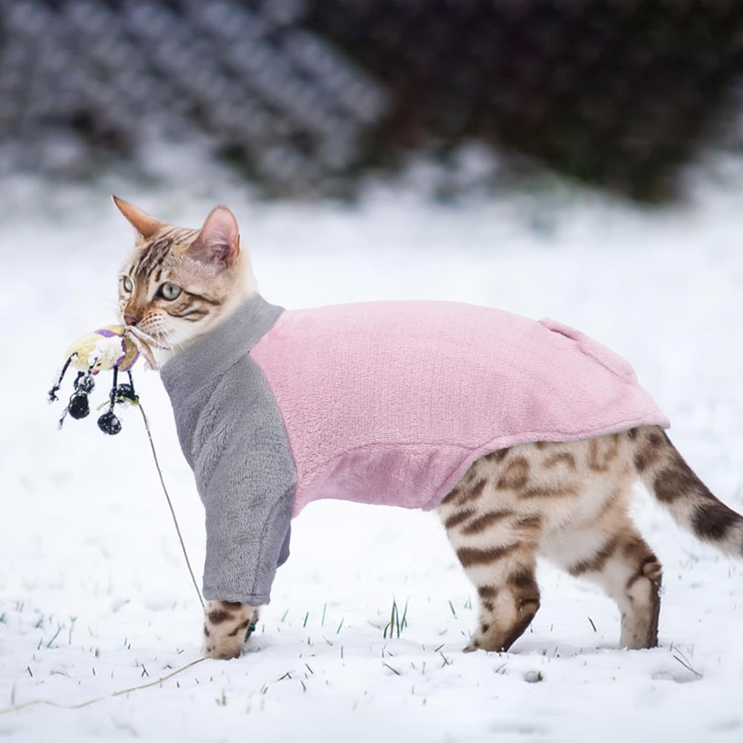 Cat Sweater, Cat Pullover Fleece Small Cat Sweater Sphynx Hairless Cat Clothes Kittens Winter Clothes Cat Apparel Cat Warm Vest Cat Pajamas Clothes(Pink, S) image number 6