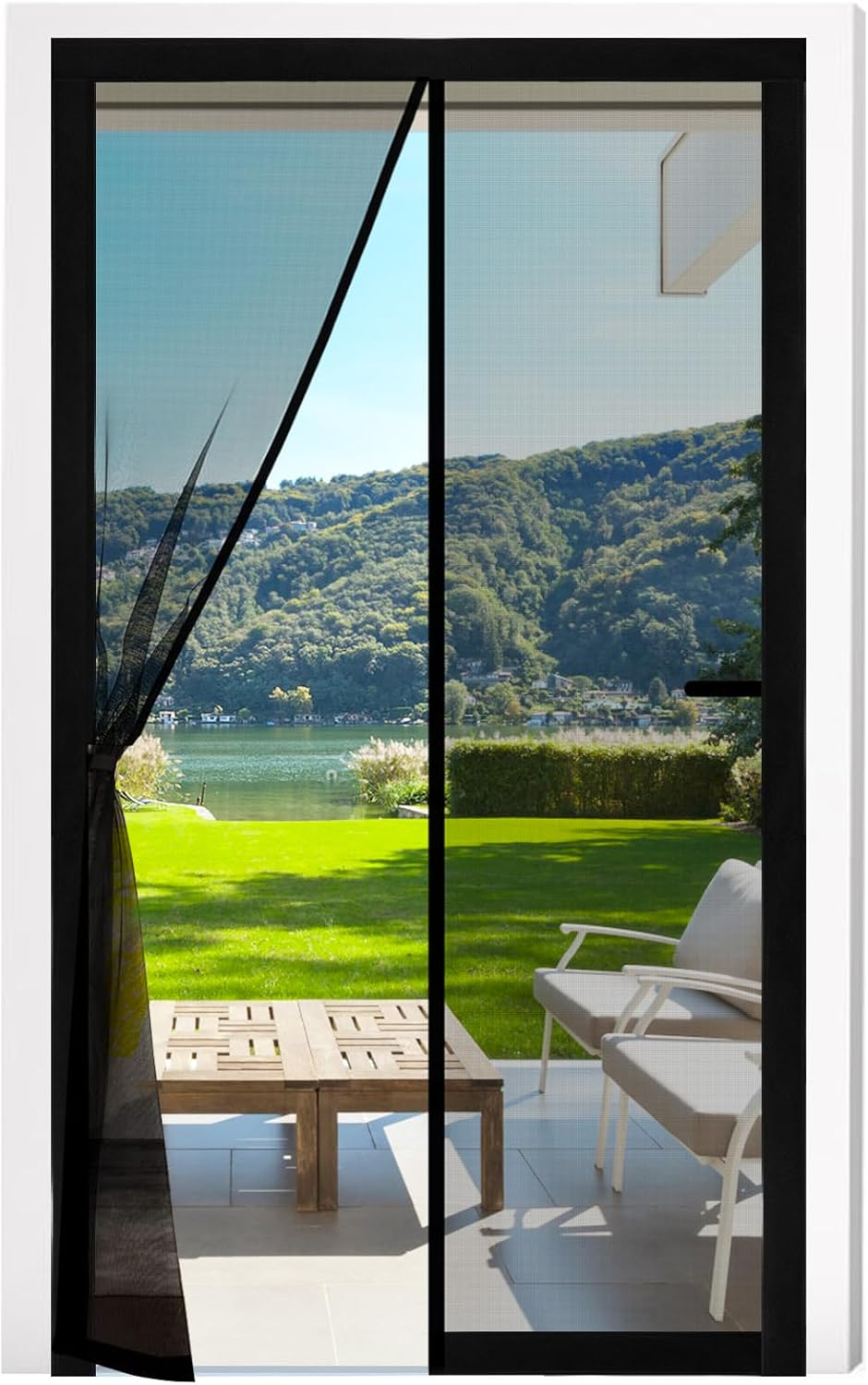 Fillis Magnetic Fly Screen Doors 140X240Cm, Mosquito Proof Door Curtains, Fiberglass Mesh with Full Frame Hook and Look, Keep Insects Out image number 2