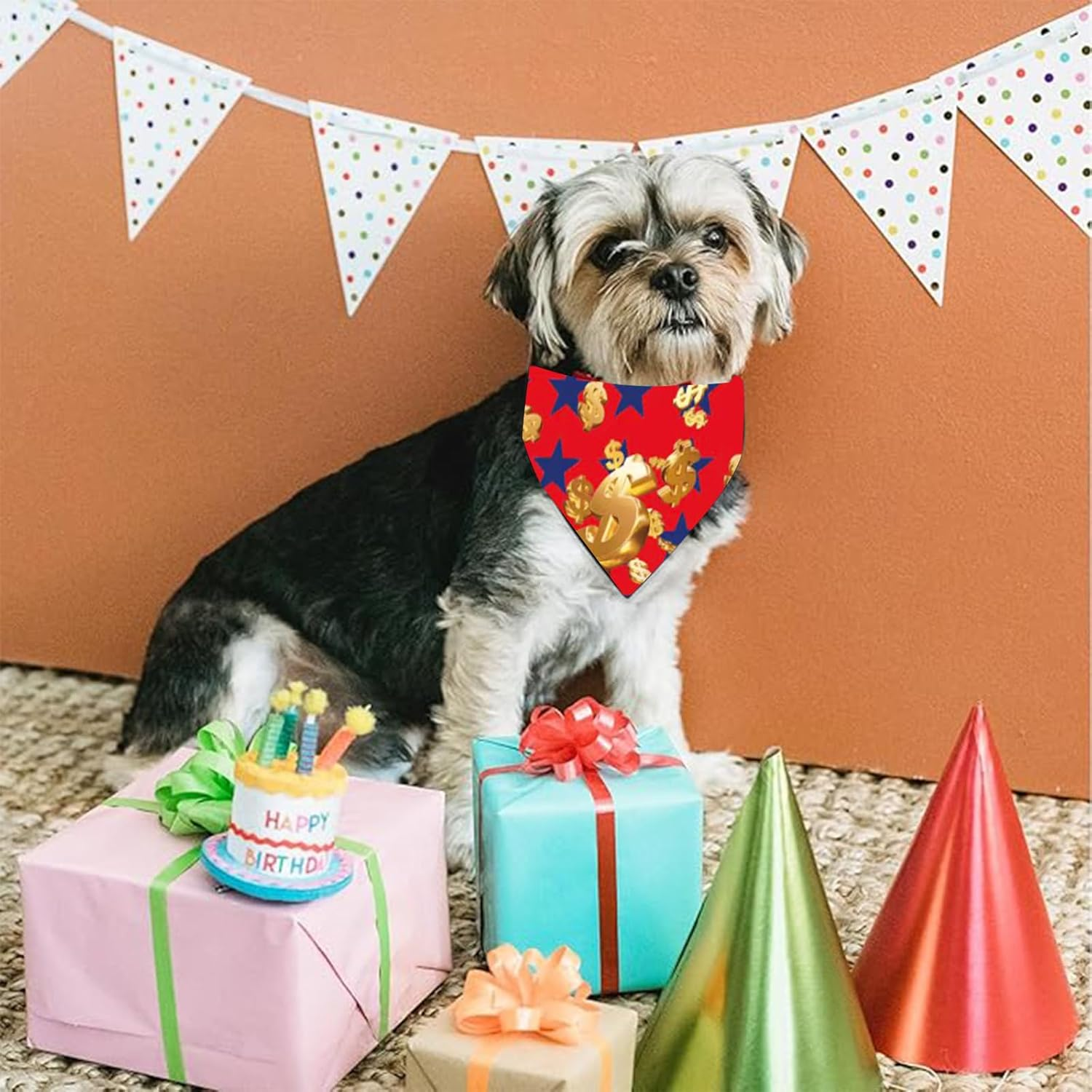 BSITSSS Pack of 3 Dog Bandanas, American Dollar Dog Bandana, Neckerchiefs, Dog Scarves, Dog Scarf Accessories for Dogs and Cats Birthday image number 5