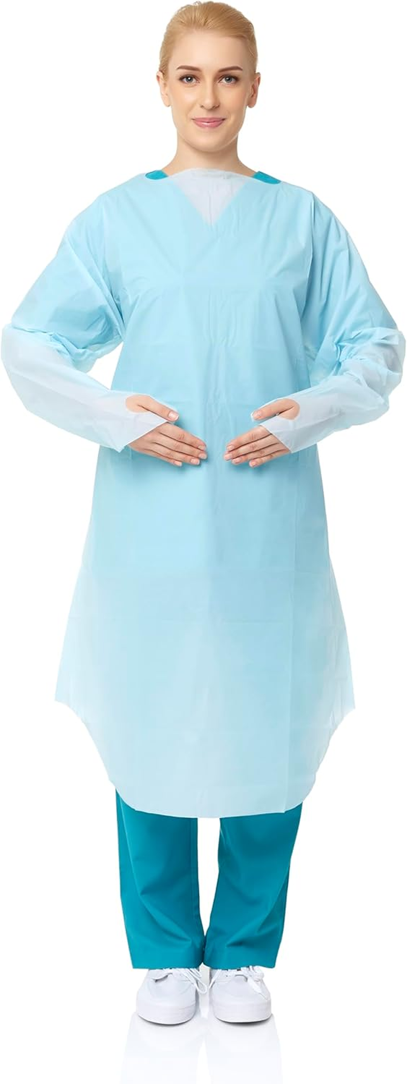 Primeon Impervious Medical Gown with Thumb Loops, Regular, Pack of 15 image number 2