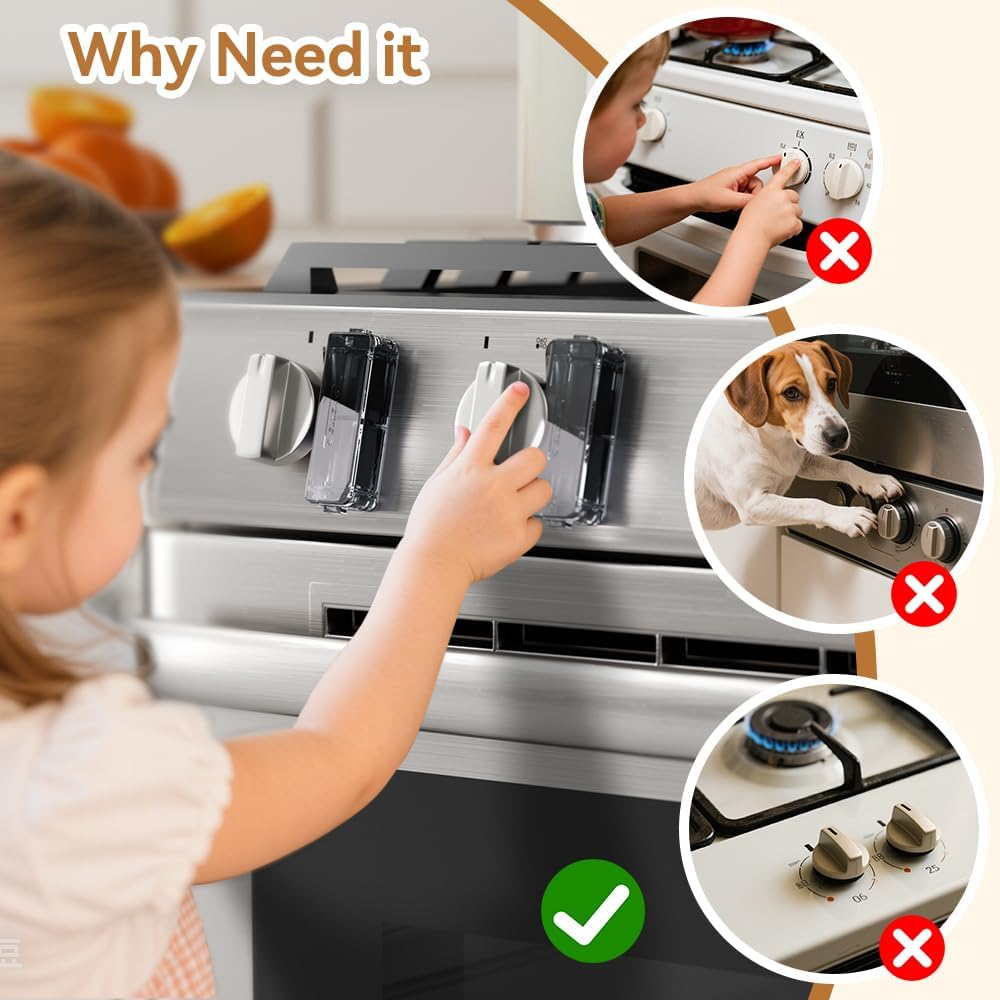 EUDEMON 5 Pack Baby Safety Gas Stove Knob Locks,Childproof Lock for Big,Small Knobs,Eay to Install & Use (Black) image number 4