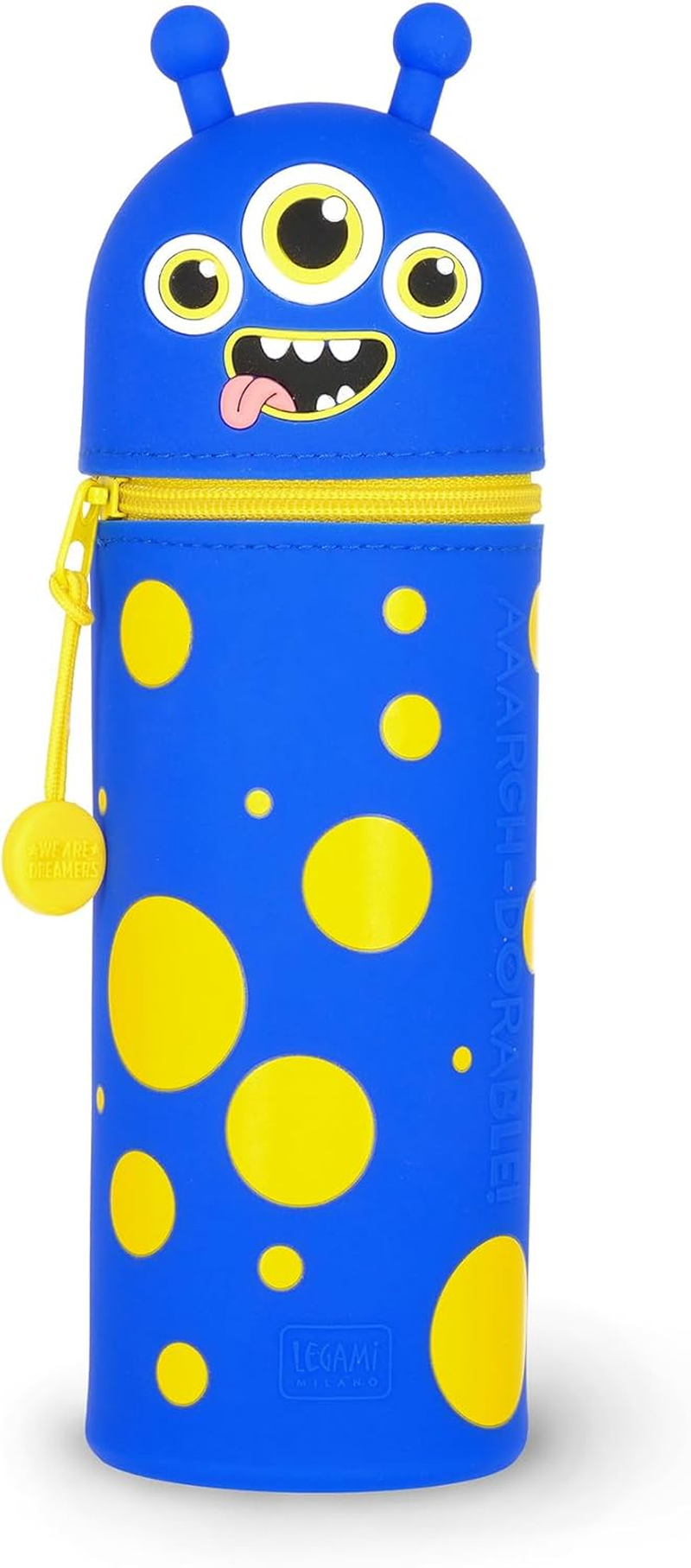 Legami - 2-In-1 Soft Silicone Case - Kawaii Table Pen Holder, Zipper, Silicone, Pen Bag, Colouring Pencils Marker, H 18.5 Cm, Panda, Kawaii