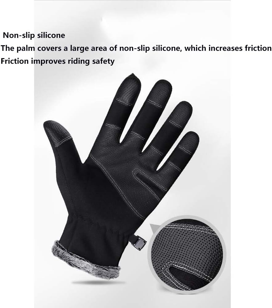 Winter Riding Thermal Gloves,Windproof Running Gloves,Men Winter Sports Touch Screen Warm plus Velvet Outdoor Skid Cycling Motorcycle in Winter Windproof and Waterproof (Color : Red, Size : M-B) image number 1