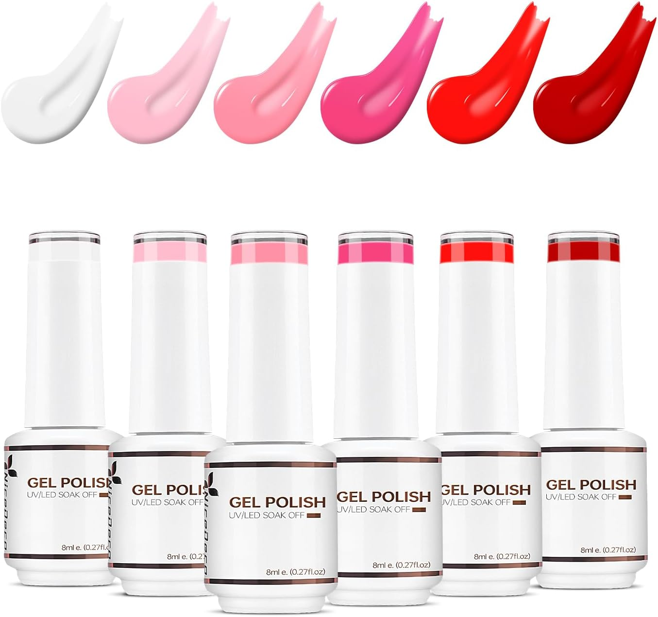 Nicedeco Gel Nail Polish Set, UV/LED Soak-Off Gel Polish Nail Art Manicure Pedicure, Salon & Home Use - Long Lasting & Easy to Apply 6Pcs X 8Ml-Kit18 Cruelty-Free & Vegan