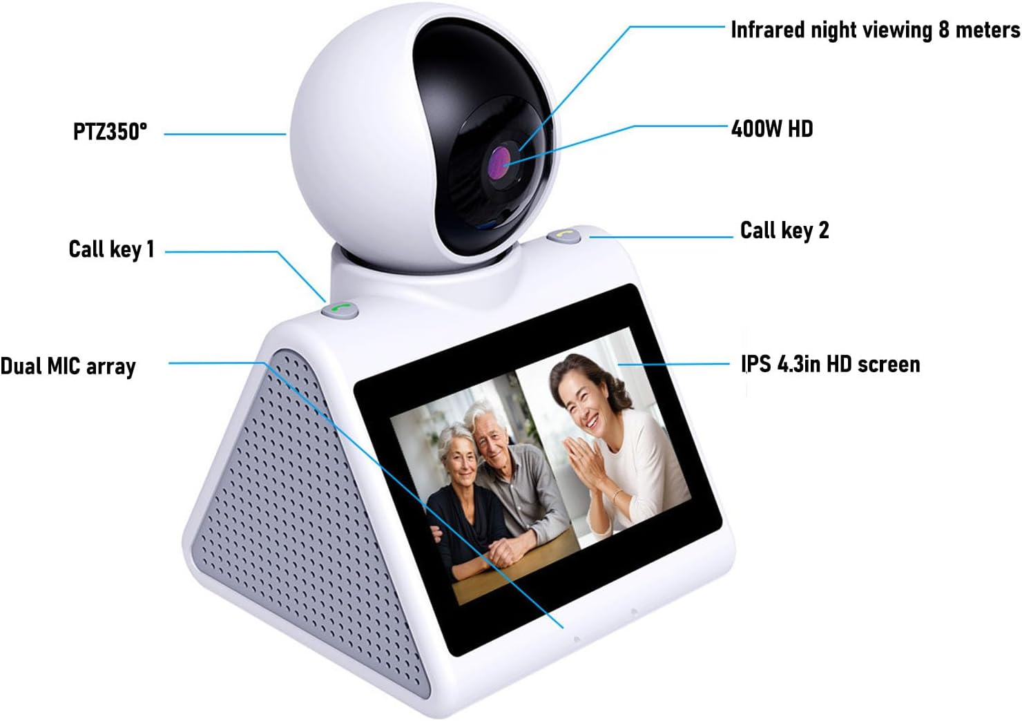 2K Security Camera Indoor, Two Way Video Calling Cam with 2.8 Inch HD Screen, Daily Clock Reminder, Baby Monitor & Pet Camera image number 5