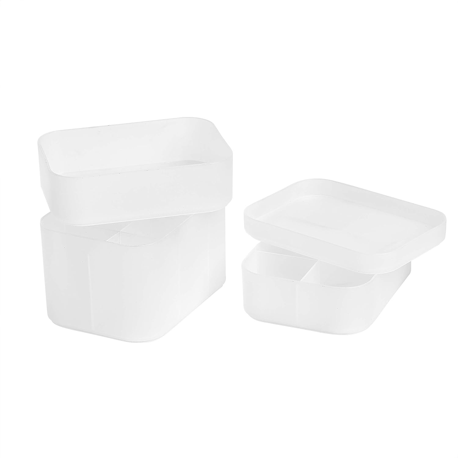 Amazon Basics Stackable Desk Drawer Organization Set, Frosted - 4 Pack image number 3