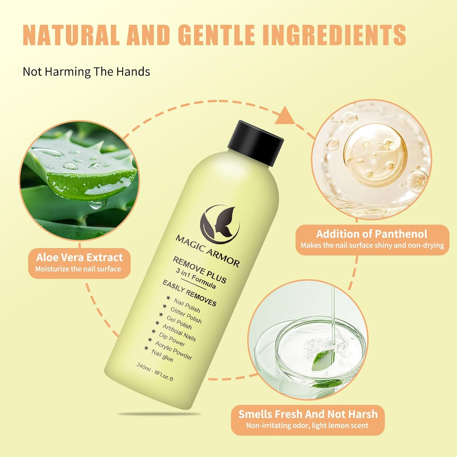 MAGIC ARMOR Nail Polish Remover 240Ml, Acetone-Free Gel Nail Polish Remover, Easy Peel-Off, Nail Glue Remover, Acrylic Dip Powder Nail Remover for Home DIY and Nail Salons image number 5