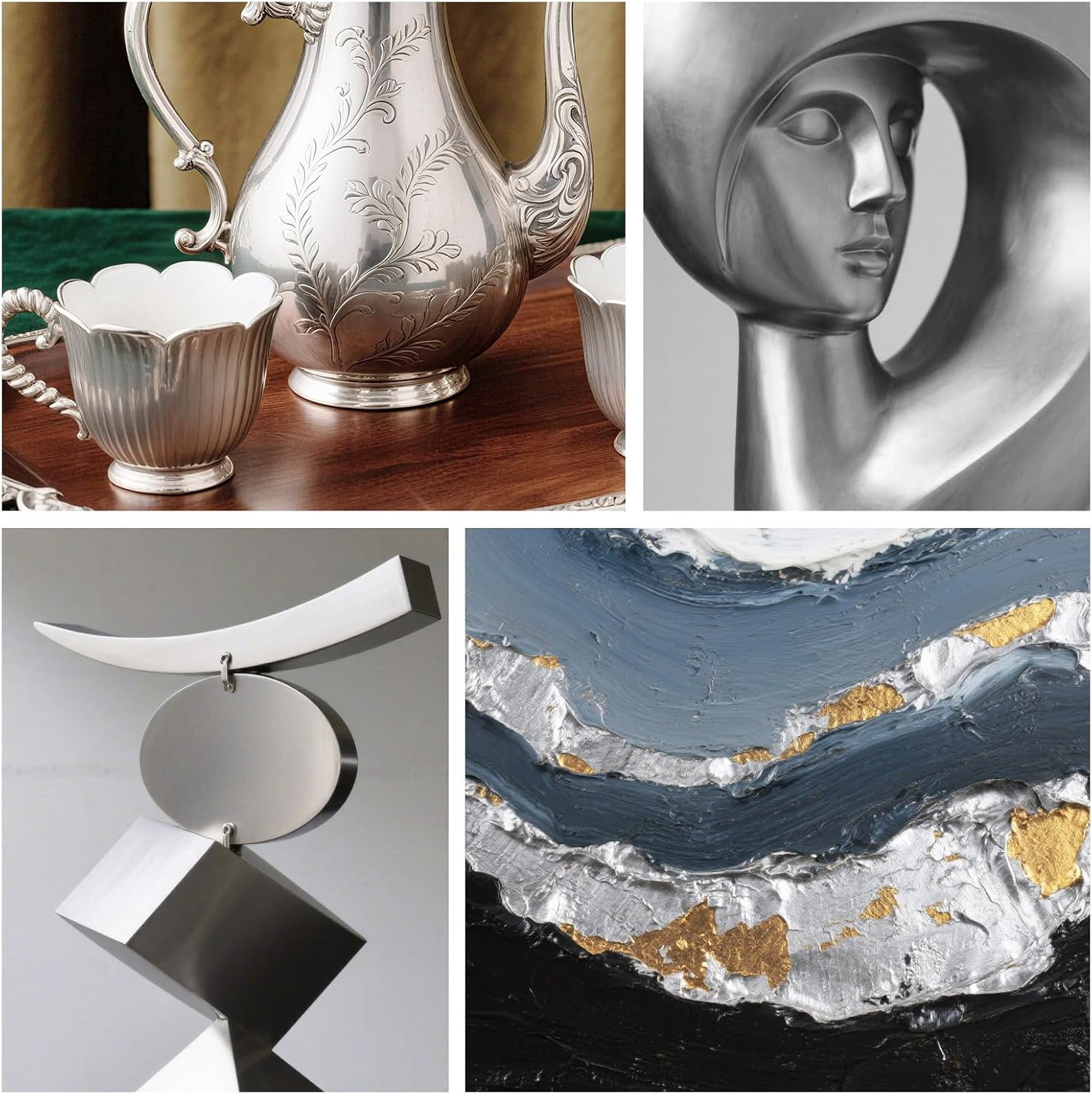 SENVEN Liquid Silver Leaf Paint High Gloss Multi Surface Rich Silver Paint for Metal, Wood, Plastic, Canvas, Appliance, Furniture Scratch Repair & Art Handcrafts 30Ml/1.5Oz Fast Drying Acrylic image number 1