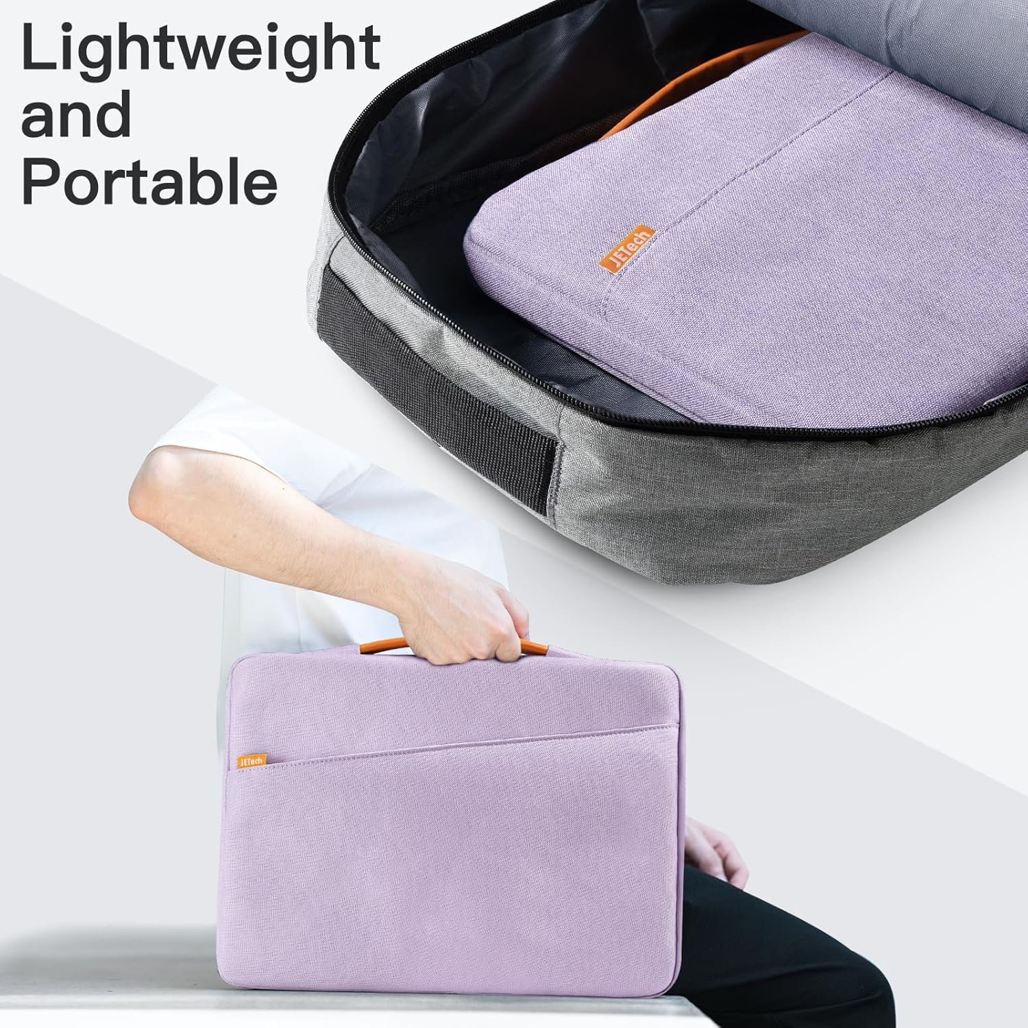 Jetech Laptop Sleeve for 14-Inch Macbook Pro (M5/M4/M3/M2/M1, 2021-2025), Waterproof Bag Case with Portable Handle and Pocket, Compatible with 14 Inch Notebook (Light Purple)
