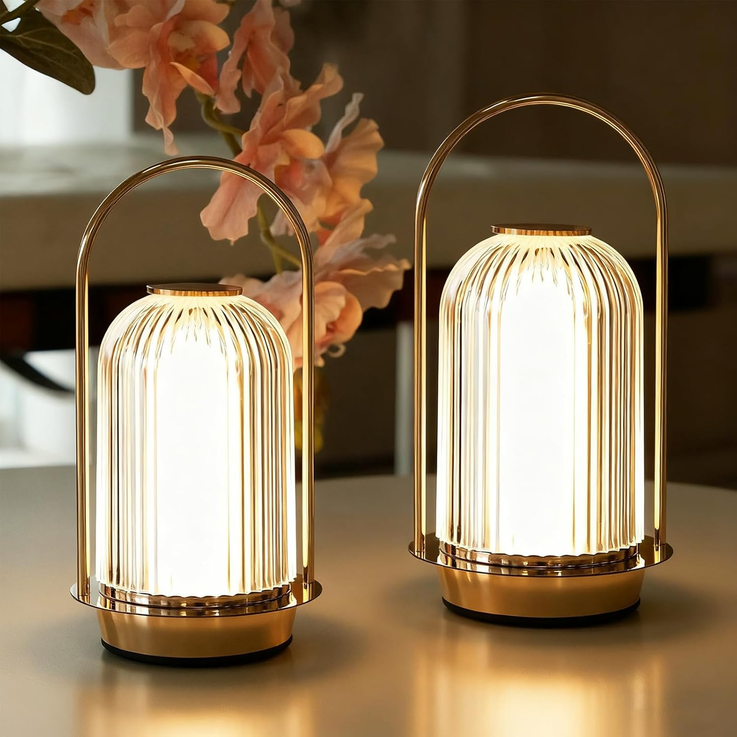 Cordless Table Lamp 2 Packs, Rechargeable LED Night Light with 3 Color Stepless Dimming, Battery Operated Ambient Lighting Bedside Lamp for Bathroom, Bedroom, Kidsroom, Outdoor, Restaurant image number 2