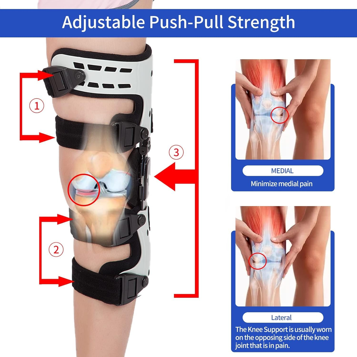 OA Unloader Knee Brace, OA Knee Brace Medial Unloader Knee Support for Osteoarthritis, Arthritis Pain, Avascular Necrosis, Bone on Bone Knee Joint Pain and Degeneration (Left) image number 4