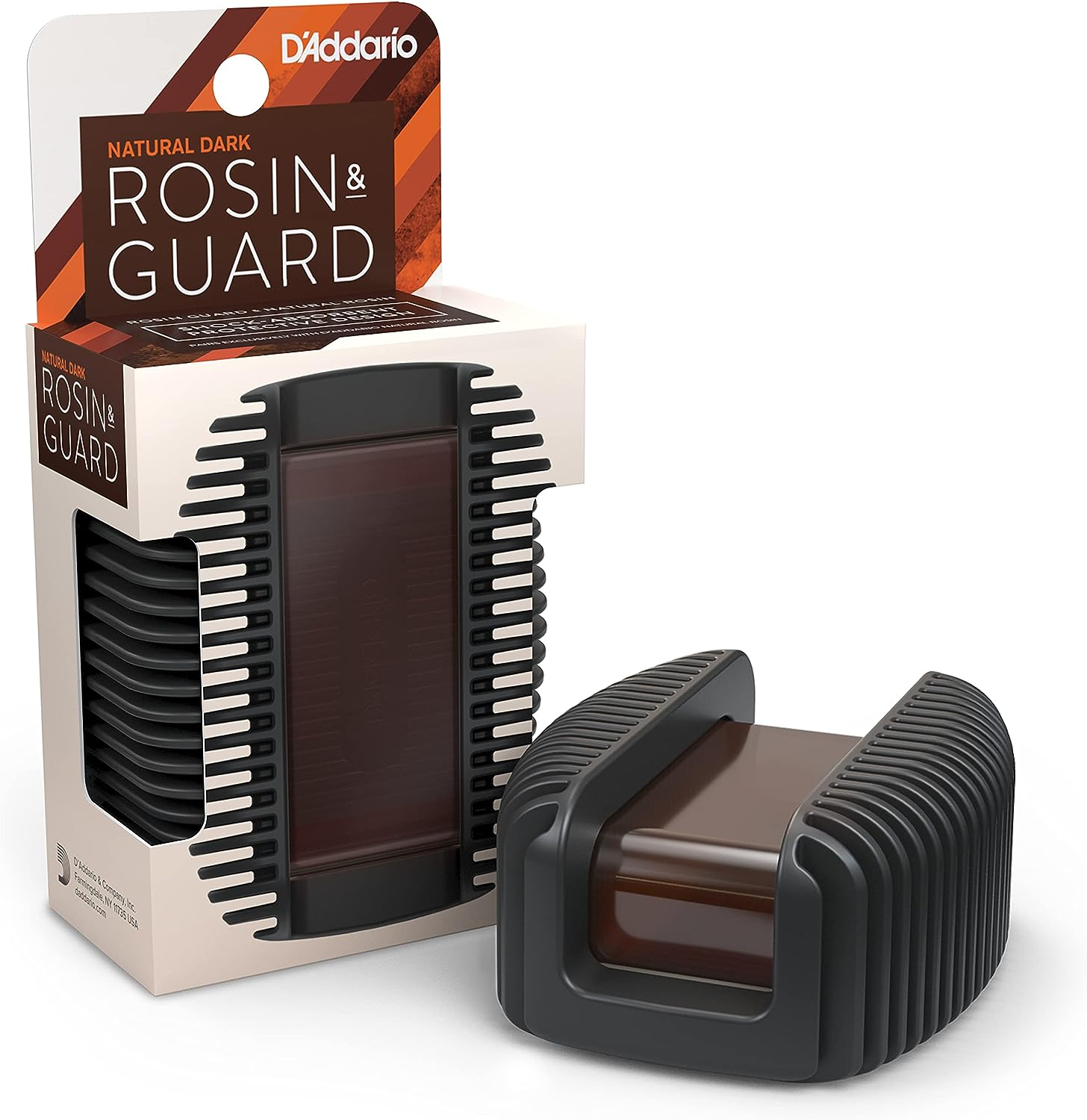 D'Addario Violin Rosin Guard with Light Rosin - Rosin for Violin, Cello, Viola, Double Bass - Shock Absorbent - Magnetic Attachment - Easy Grip - Dishwasher Safe