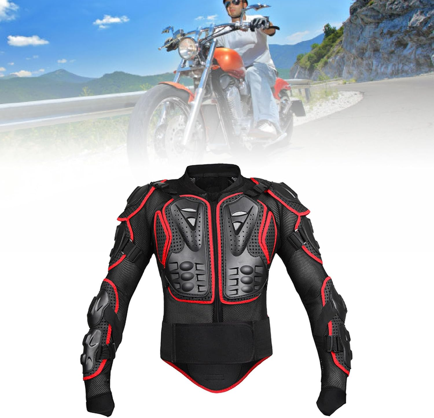 Motorcycle Protective Jacket Full Body Armor, Chest Spine Protection Dirt Bike Gear, Crashproof Adjustable Breathable Dirt Bike Chest Spine Protection Gear for Motocross ATV image number 2