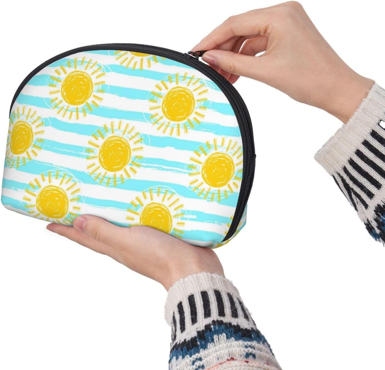 Cozimangoe Coin Pouch Makeup Bags Set, 2 Piece Shell Shape Cosmetic Bag with Pockets for Daily Travel Handbag Lipstick Keys Toiletry, Personalized Cartoon Sun image number 4