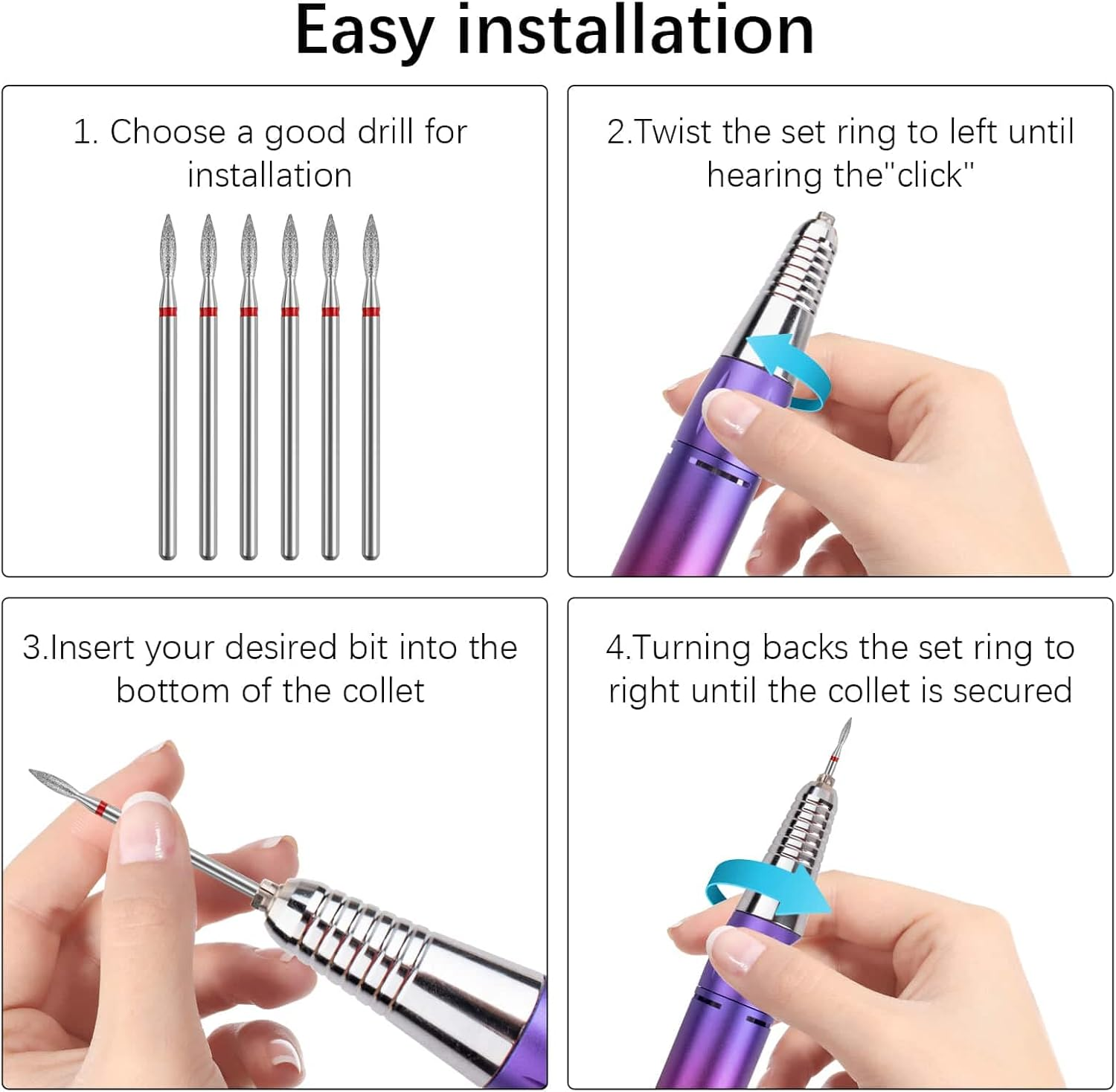 Difenni Cuticle Drill Bit,Nail Drill Bits Flame Cuticle Clean Drill Bit for 3/32''Electric Nail File Machine Cuticle Bit Nail Prep Tool (Red, Flame) - Red Bule-Flame image number 6