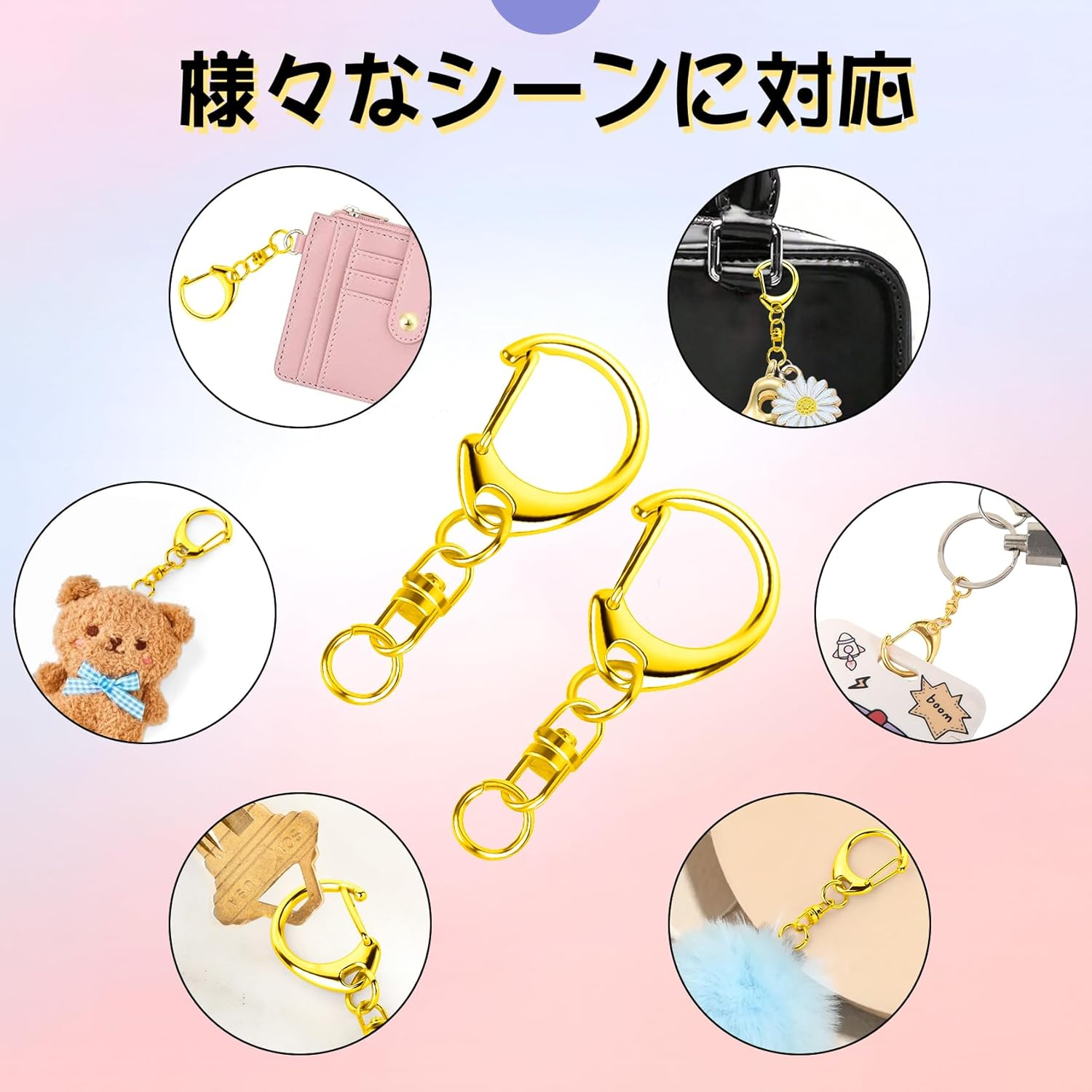 Roctee 50 Pcs Lobster Clasp Key, Keychain Clip, Swivel Clasps Lanyard Snap Hook, DIY Crafts Key Chain, Lobster Claw Clasp (Silver)