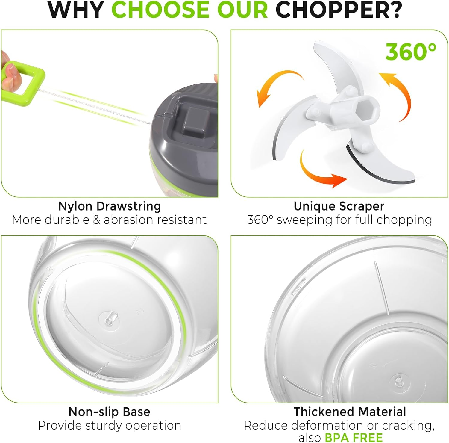 Diboniur Manual Mini Chopper 520Ml Onion Slicer image number 6