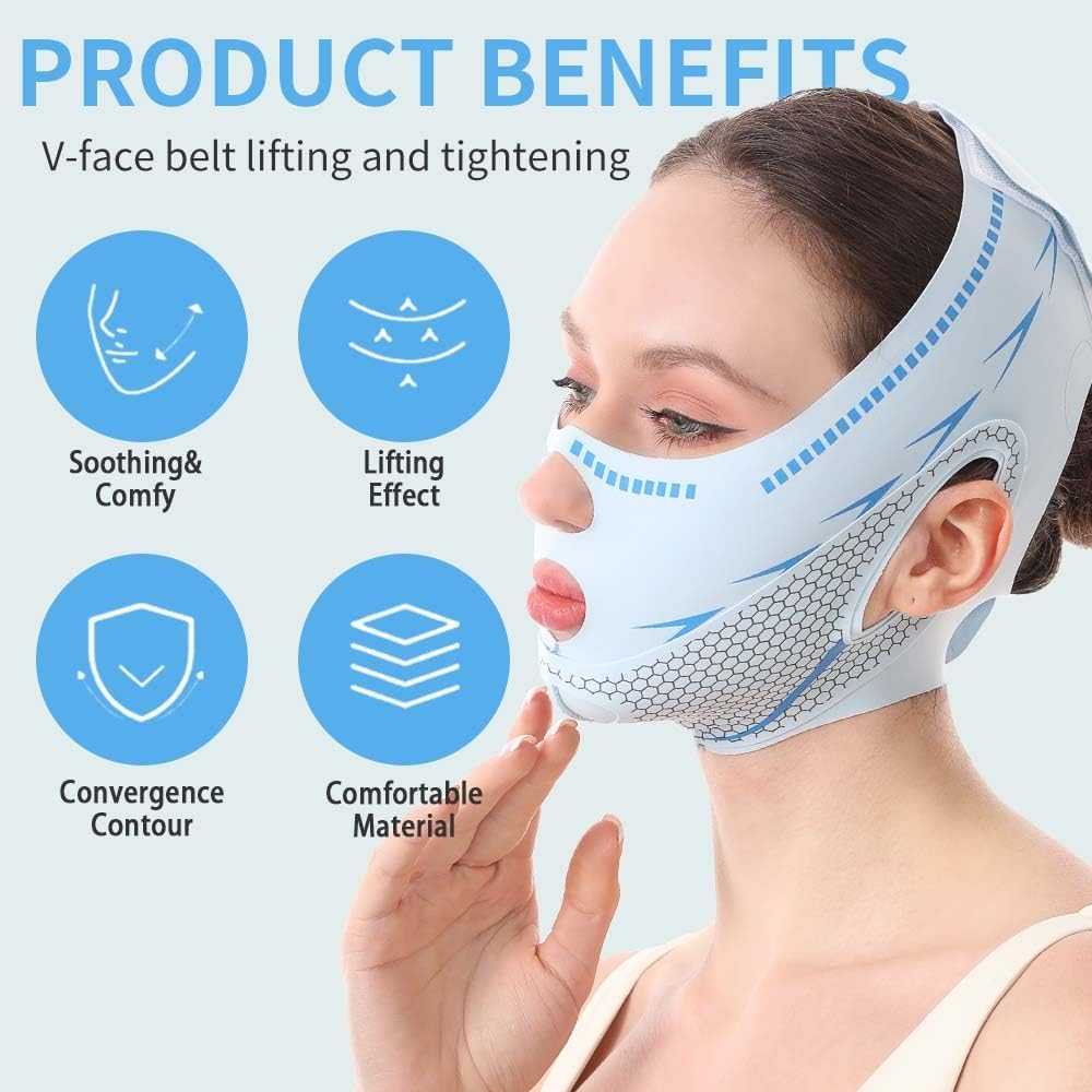 ECOMUSE Face Lift Tape,Chin Strap for Sleeping,V Line Lifting Mask Face Slimming Strap, Facial Lifting Mask,Jaw Strap for Sleeping,Double Chin and Sagging Shape and Tighten Face image number 6