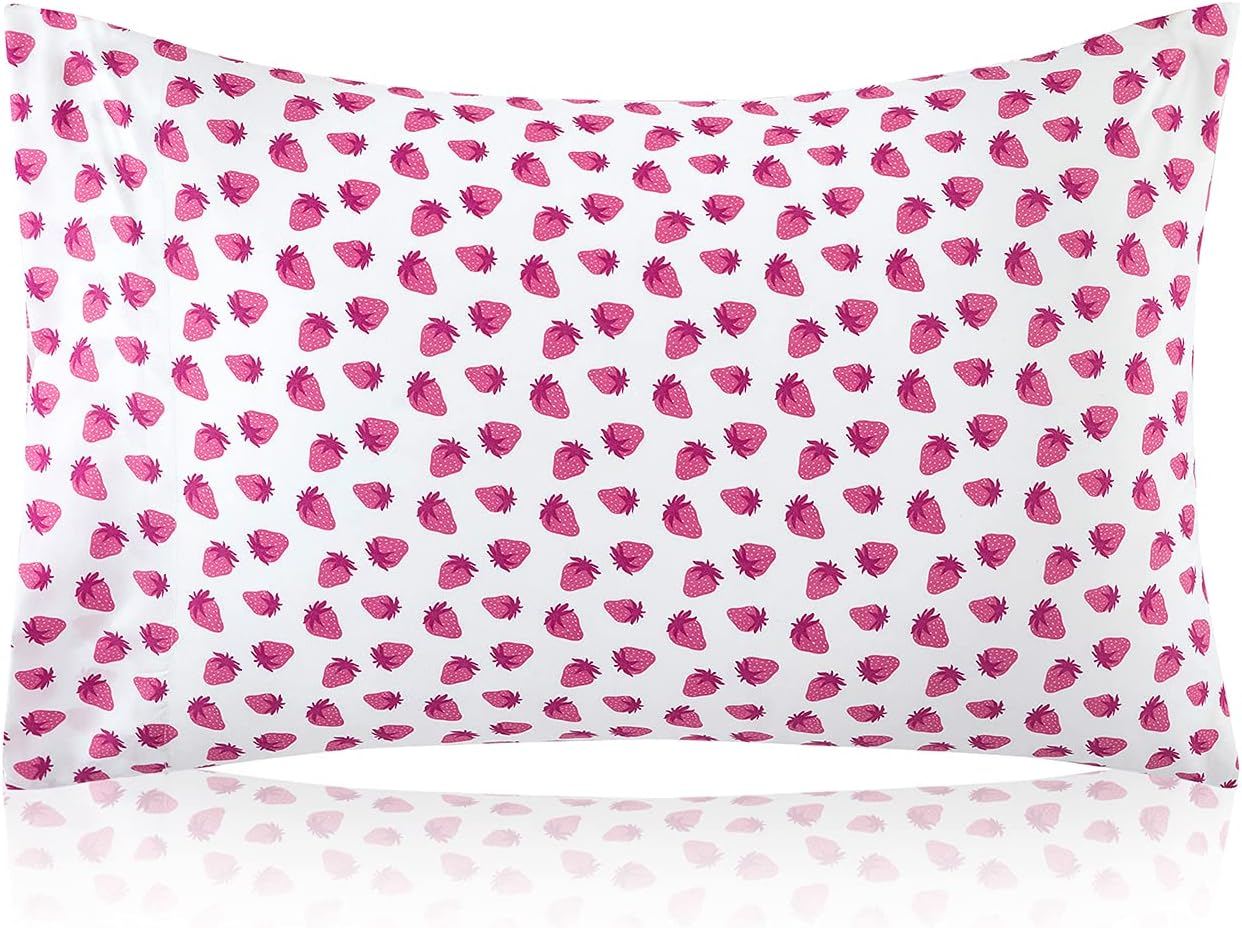 Vonty Kids Twin Sheet Set Strawberry Brushed Microfiber Bed Sheet for Boys & Girls, Ultra Soft & Easy to Wash (1 Fitted Sheet + 1 Flat Sheet + 1 Pillowcase) image number 4