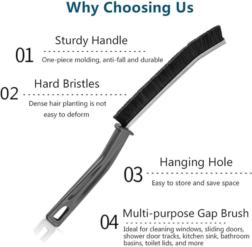 Gap Cleaning Brush Set, 4 Pieces, Hard Bristle Brushes for Window Track, Door, Kitchen, Household Cleaning image number 2