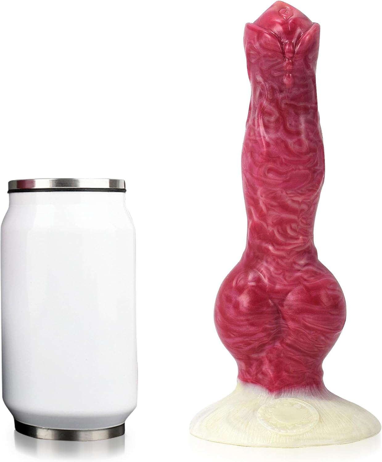 Realistic Dog Dildo with Knot for Beginners, 8.26 Inches Pink Silicone Suction Cup Butt Plug Sensory Toys Dildo for Women Lesbian and Men Couples