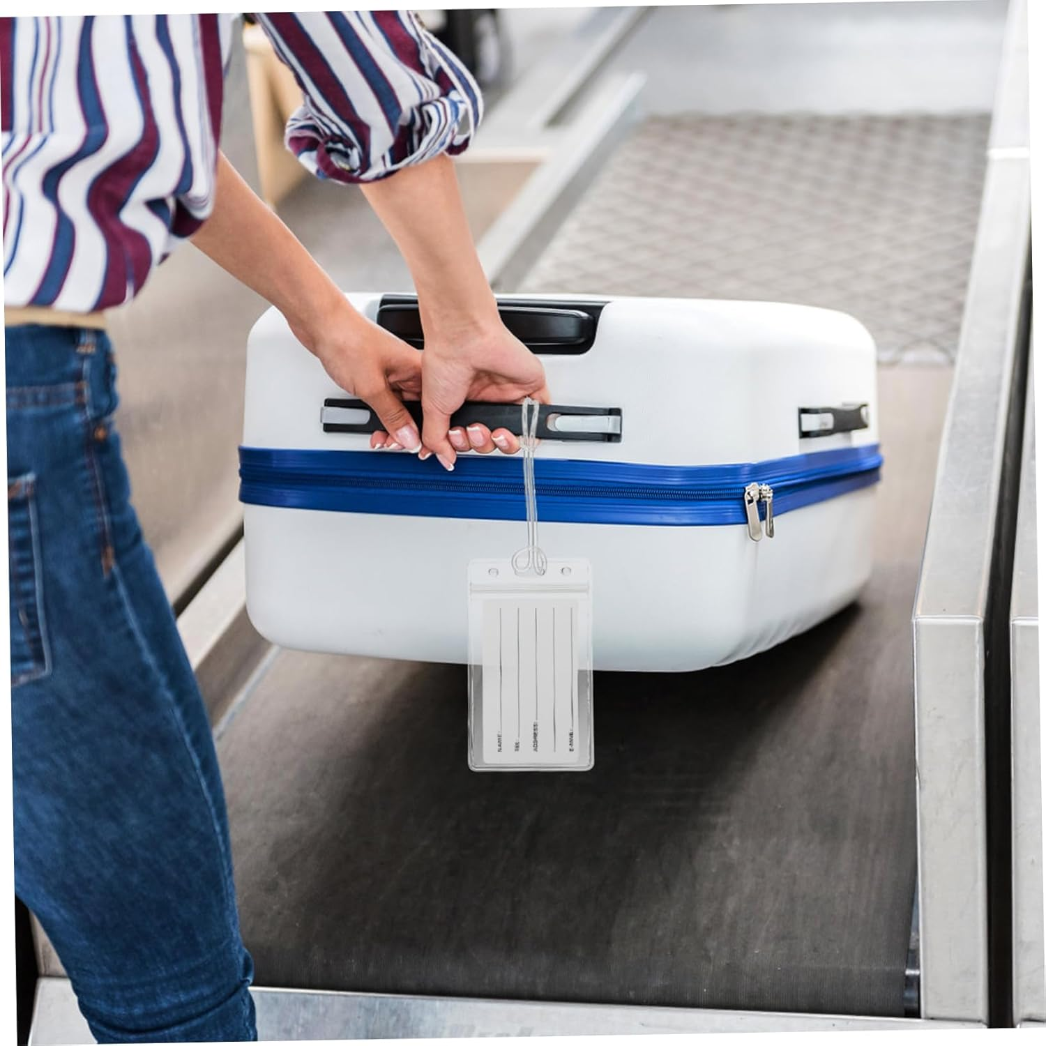 JEWEDECO Name Badge Holder Resealable Closure Luggage Tag Bag for Easy Identification Card Sleeve image number 3