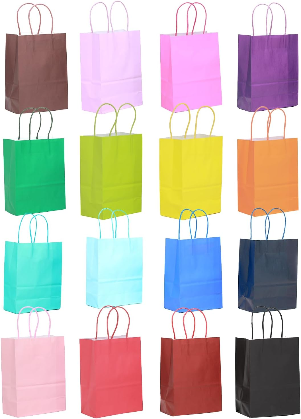 Qiqee 32-Packs Paper Bags with Handles Bulk 33X25X13Cm Large Gift Bags 16 Different Senior Color Bags Multiple Uses（13X10X5Inch,Large Size） image number 4