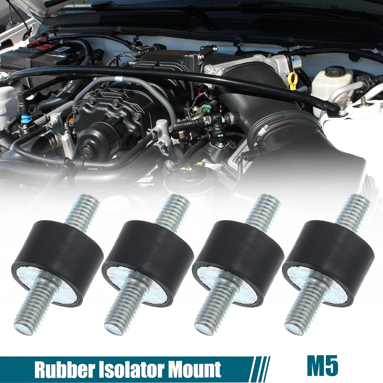 X AUTOHAUX 4Pcs M5 Car anti Vibration Rubber Isolator Damper 15X10Mm Rubber Bobbin Mount Shock Absorb Mounts for Compressors VV Engines image number 4