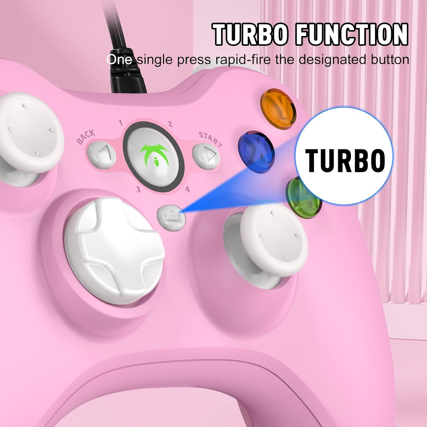 DYONDER Wired PC Controller,Game Controller Joystick with Dual-Vibration Turbo and Hall Trigger Buttons for Windows PC/ PS3/ Android TV Box/Tesla(Pink))