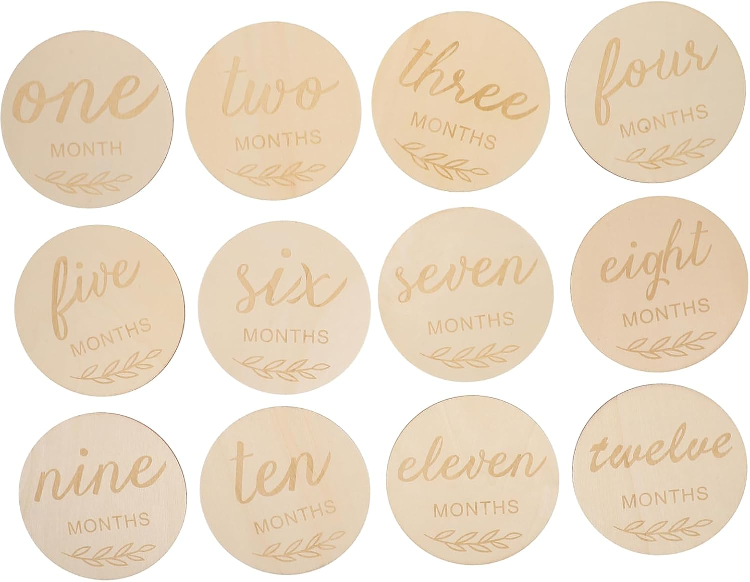 DOITOOL 12Pcs Wooden Monthly Milestone Cards Double Sided Photo Props Natural Wood Grain Decorative Announcement for Newborn Growth and Party Favors image number 1