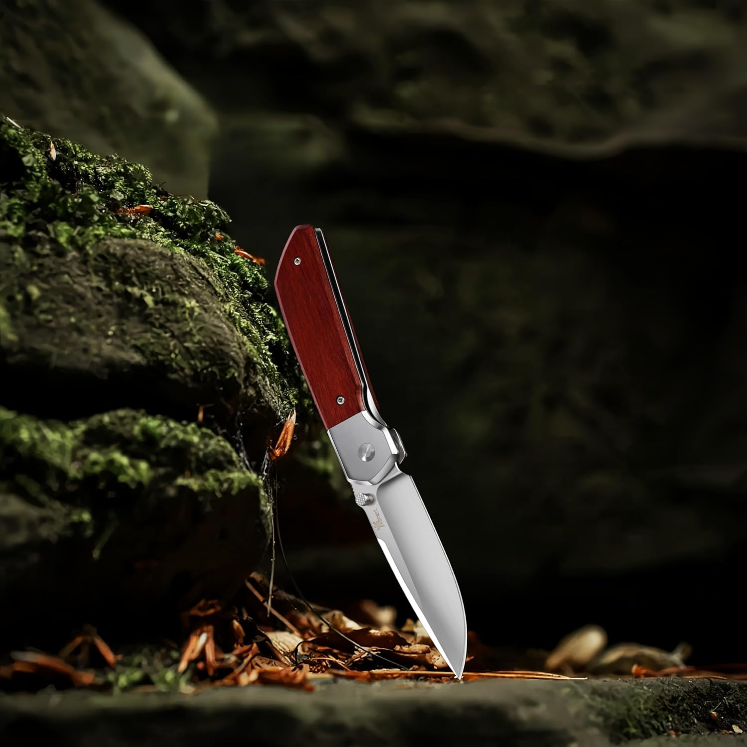 YF SAMRT Pocket Knives,Gentleman'S Knives, D2 Blade with Wood Handle and Deep Carry Pocket Clip, Camping Hunting Pocket Knife,Edc Knives for Everyday (Large) image number 1